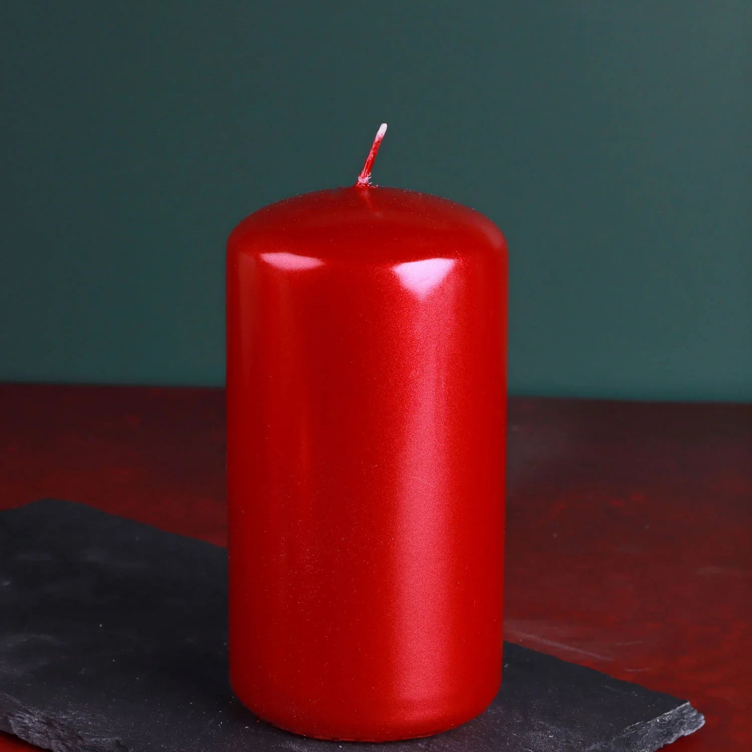 Grace Alouette Scarlet Red Lacquered Pillar and Ball Candles