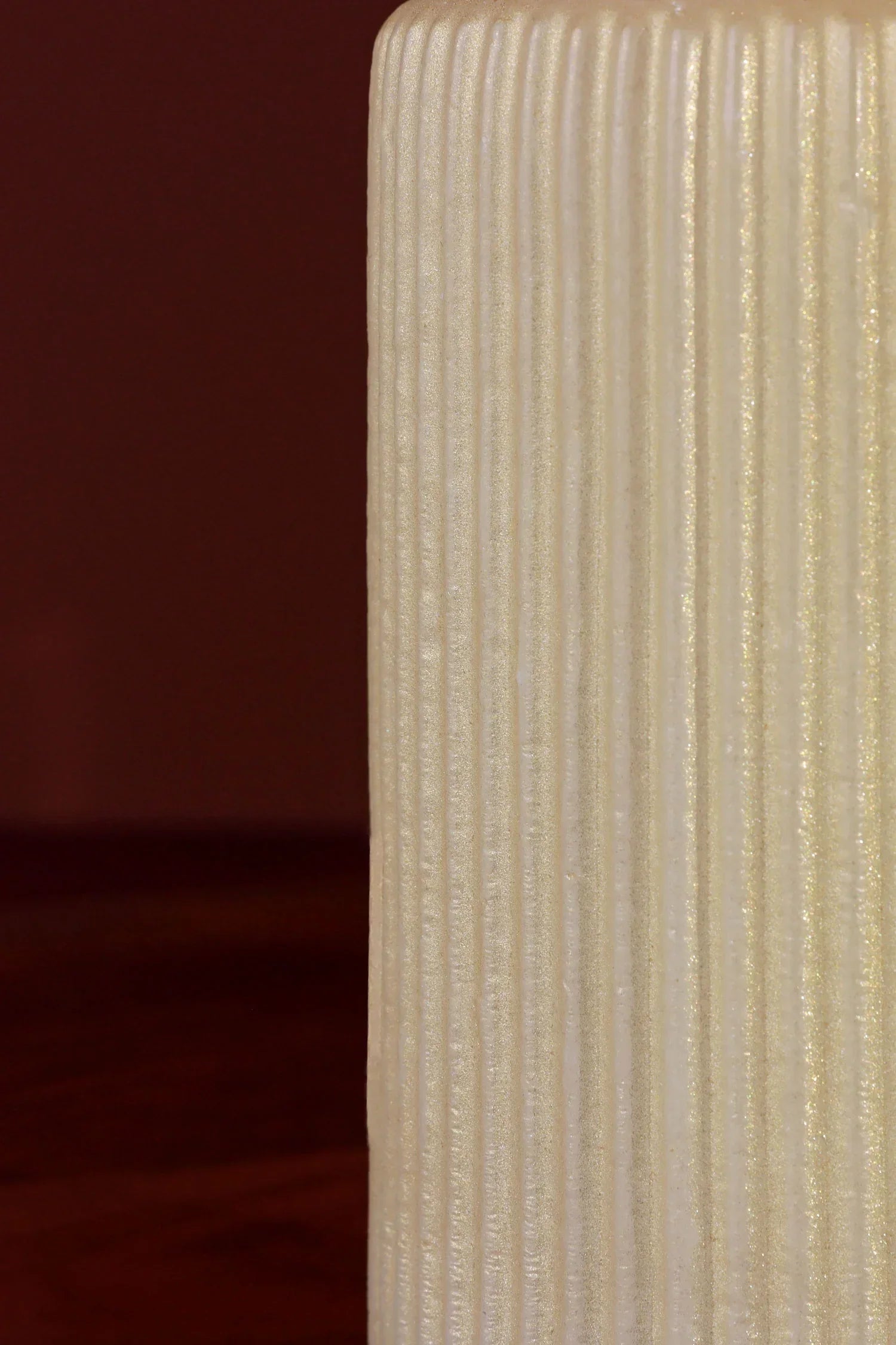 Textured cream ribbed candle from G Decor, luxury home décor accent.