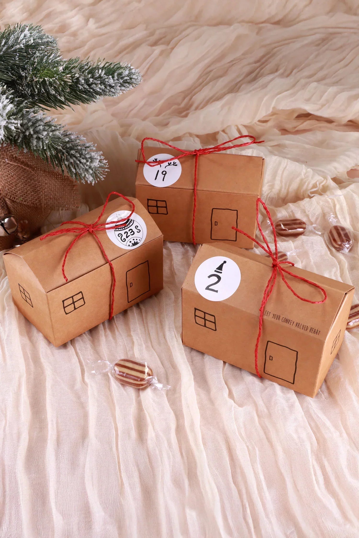 24 Eco Christmas Town Cottage Houses DIY Advent Calendar Gift Box Set — view 5, G Decor