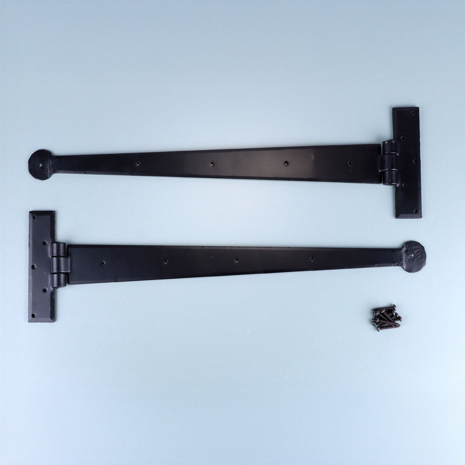 Pair of 9″, 12″ or 24″ Traditional Black Hand Forged Conbase T Hinges