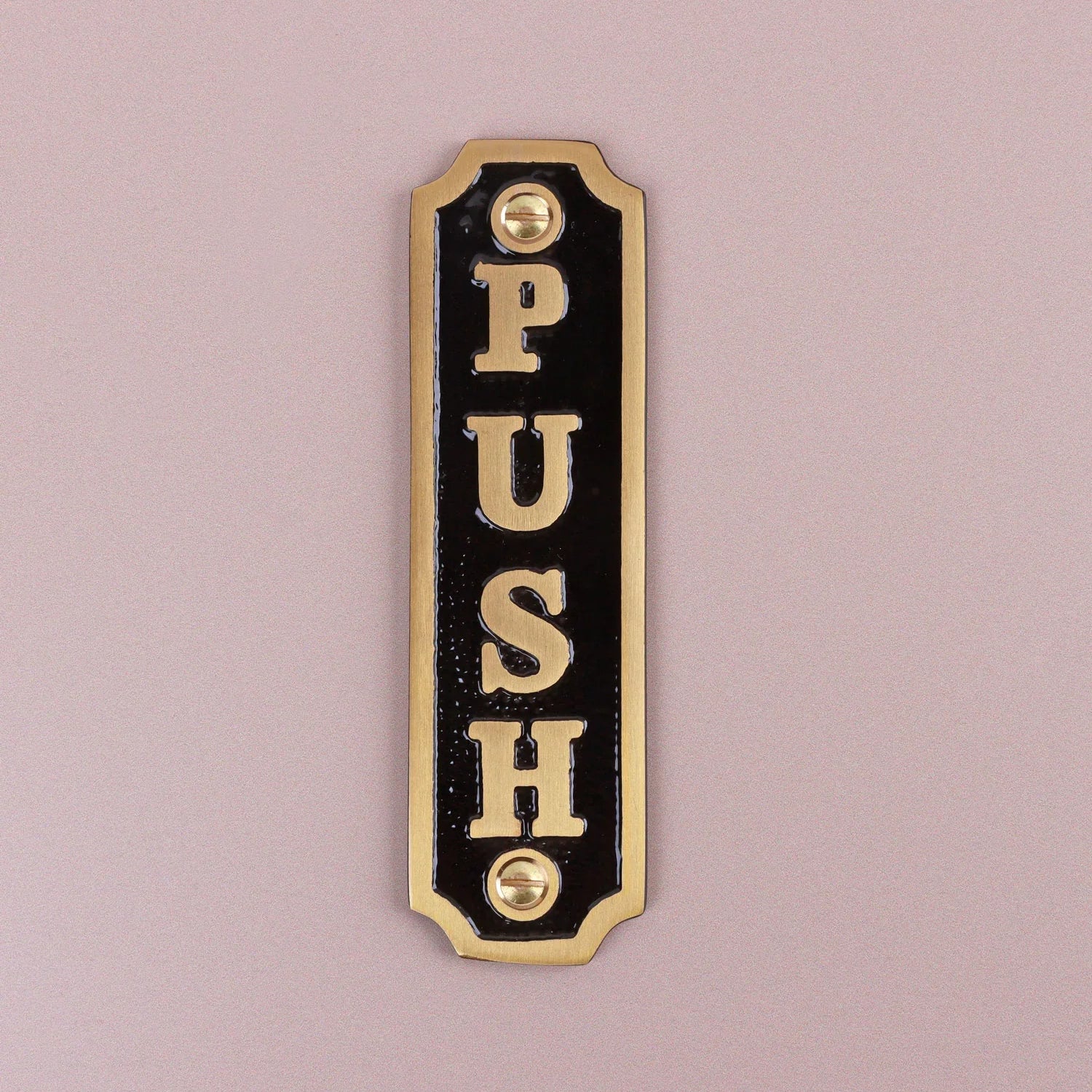 Premium Classic Pub Lacquered Black & Brass Door Sign Raised Letter Push, Pull, Private, Toilet, Ladies, or Gents Plaque for Indoor or Outdoor Display