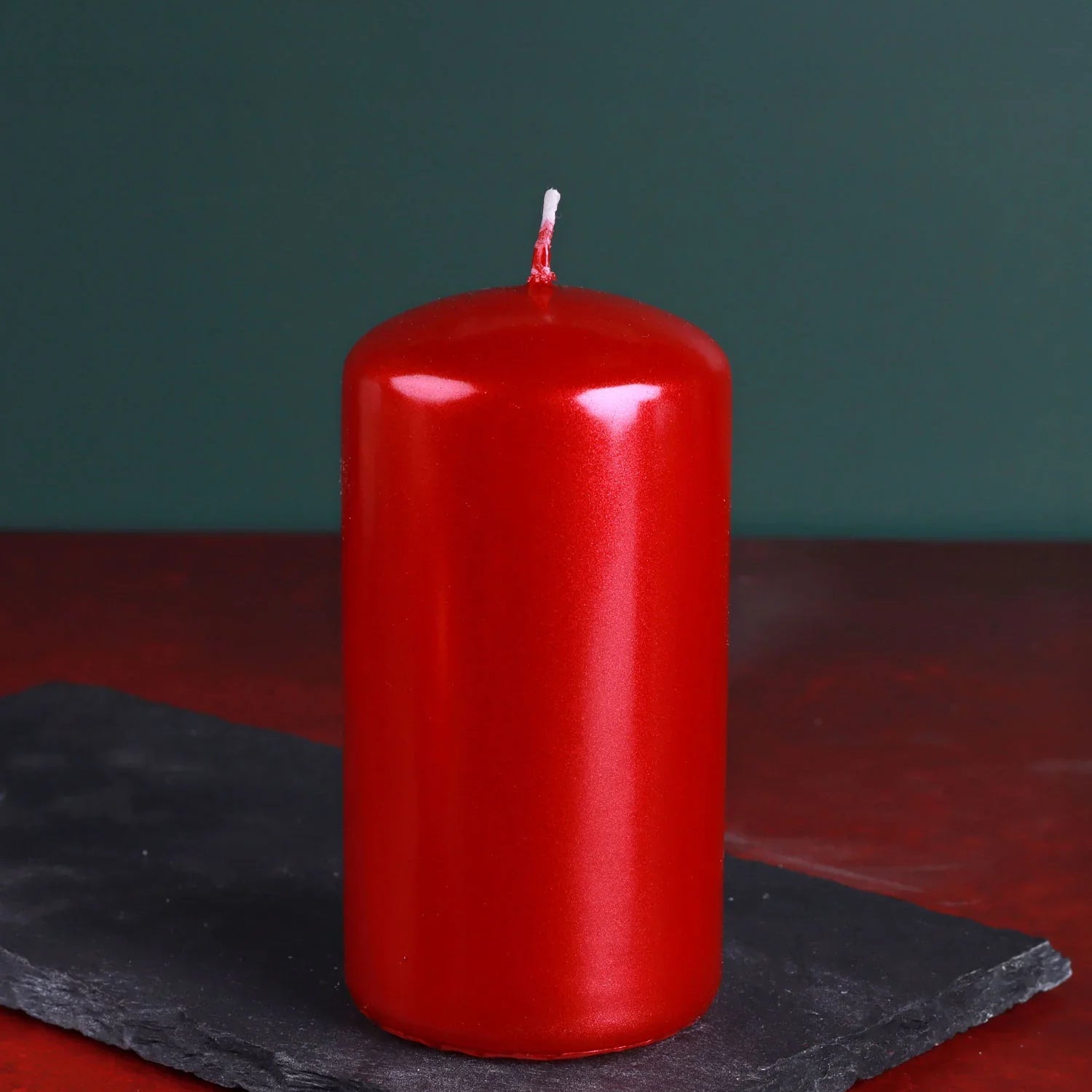Grace Alouette Scarlet Red Lacquered Pillar and Ball Candles