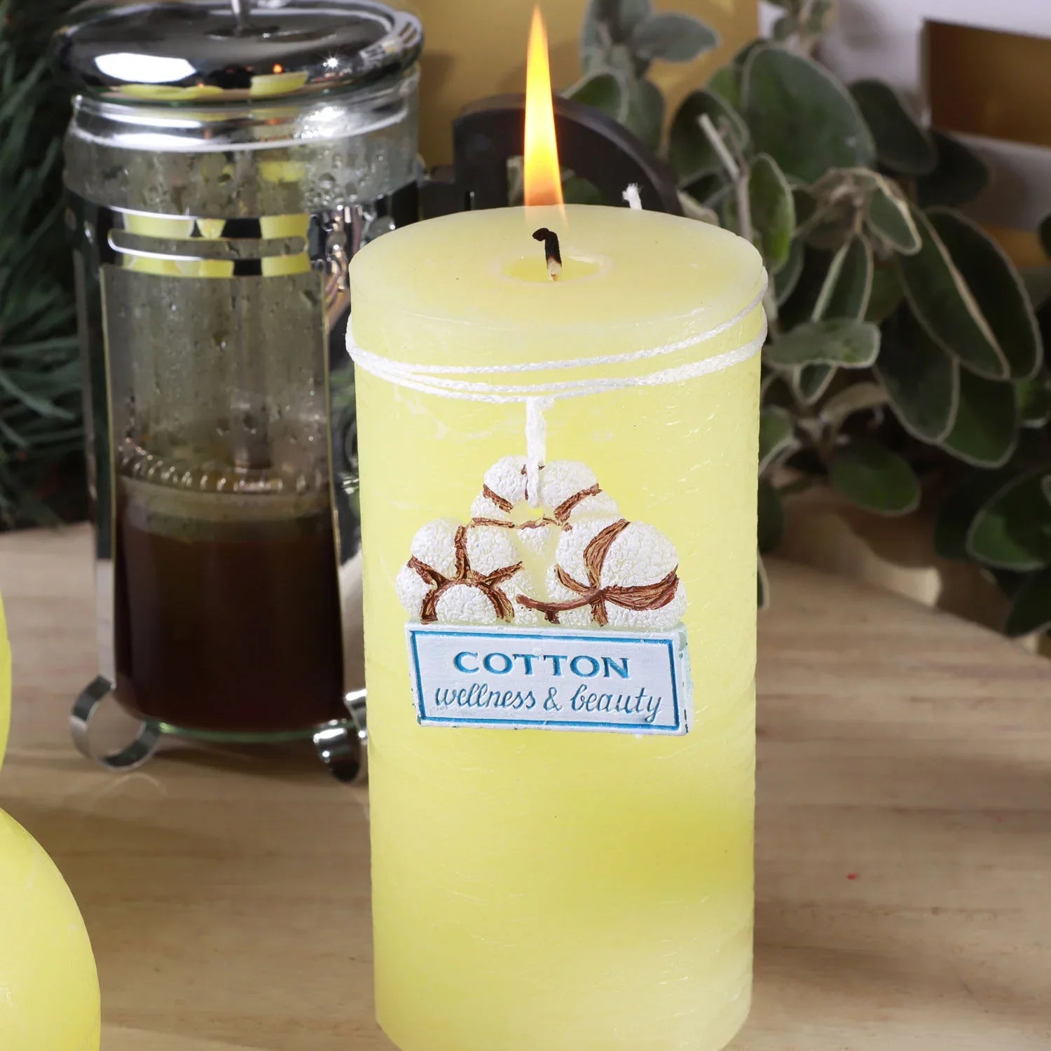 Cotton Wellness & Beauty Scented Candle Collection Handcrafted Pillar, Ball & Lantern Candles