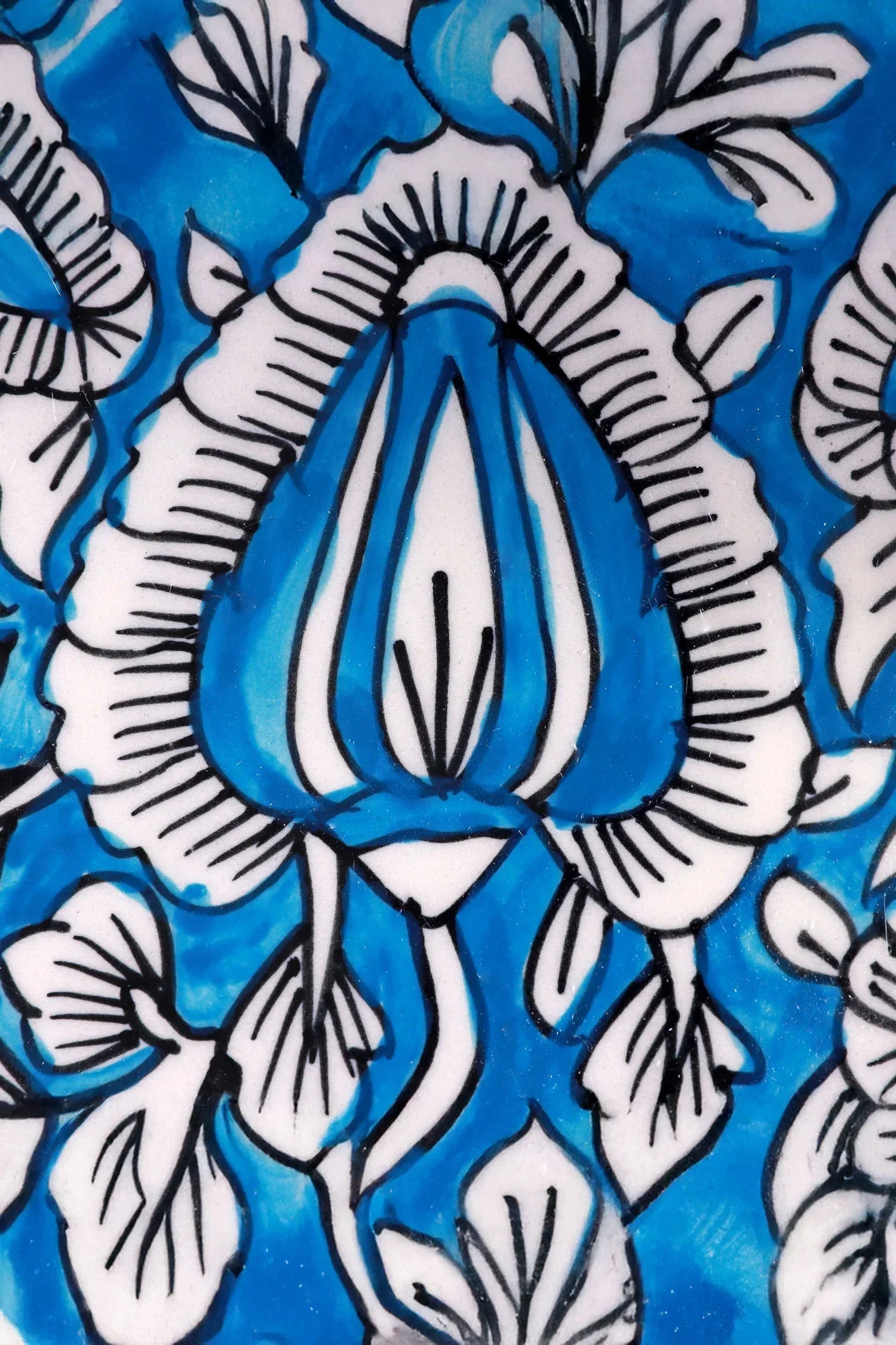 Tulipani Blue Hand-Painted Floral Ceramic Plates and Bowls — view 8, G Decor