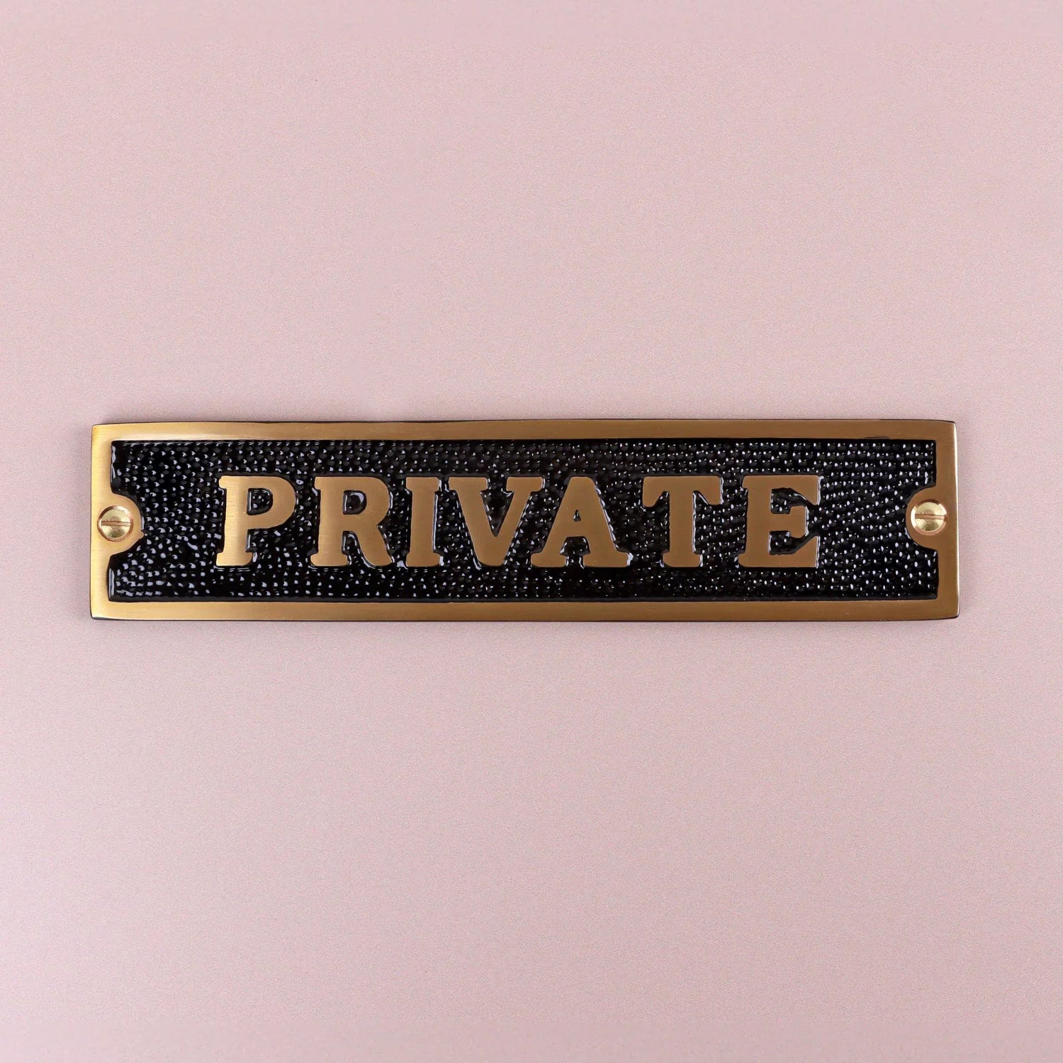 Premium Classic Pub Lacquered Black & Brass Door Sign Raised Letter Push, Pull, Private, Toilet, Ladies, or Gents Plaque for Indoor or Outdoor Display