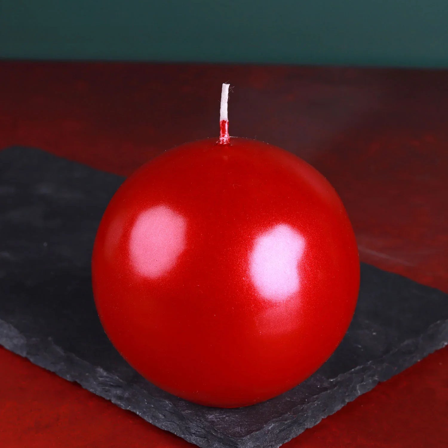 Grace Alouette Scarlet Red Lacquered Pillar and Ball Candles