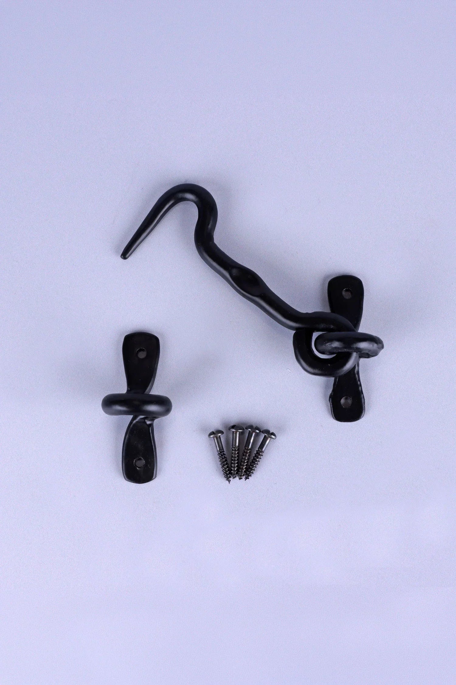 Hand-Forged Hook and Eye Cabin Fastener, Black — lifestyle view, G Decor