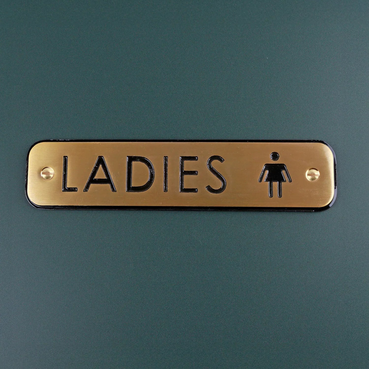 Premium Lacquered Satin Brass Door Sign Engraved Ladies, Gents or Disabled Symbol for Interior or Exterior Display