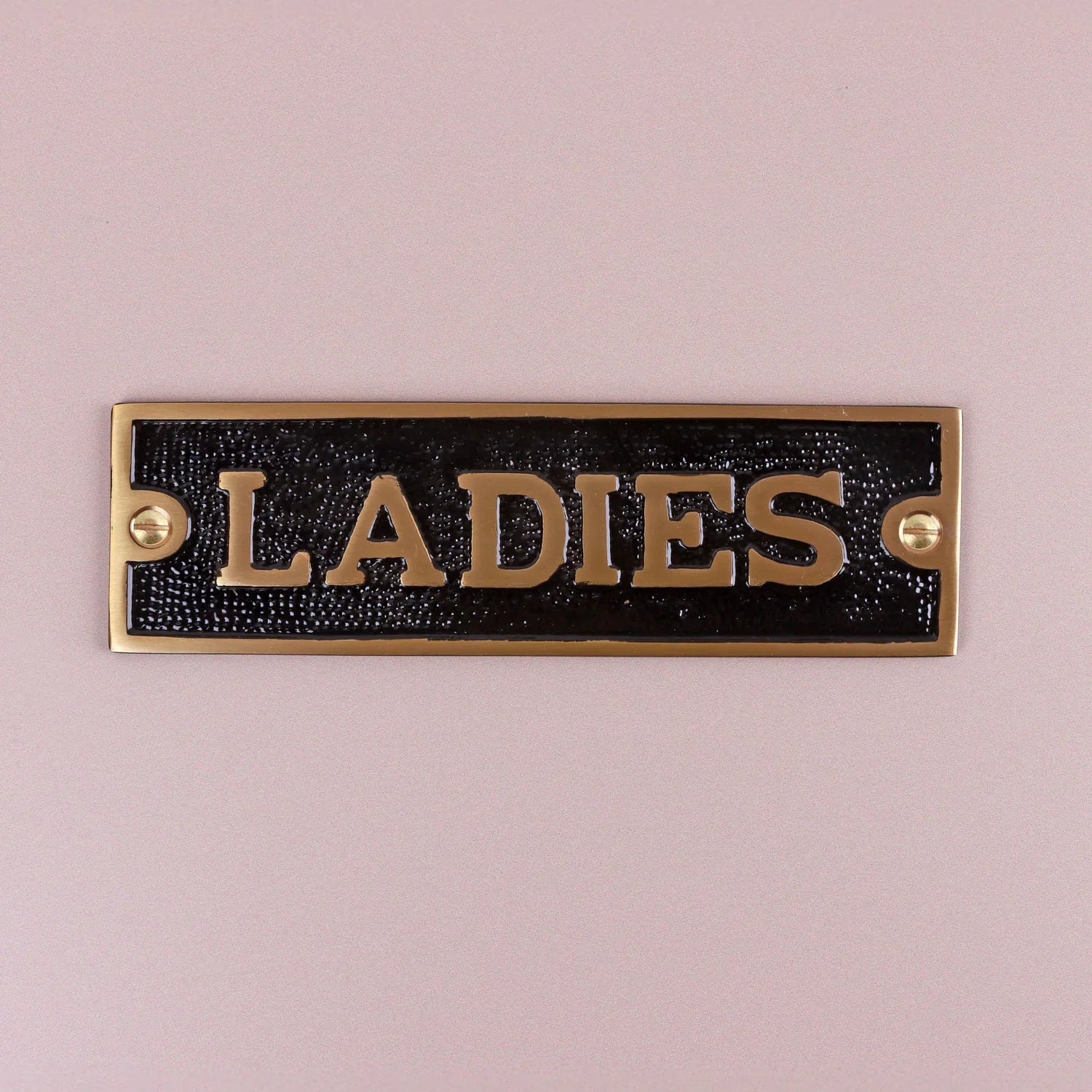 Premium Classic Pub Lacquered Black & Brass Door Sign Raised Letter Push, Pull, Private, Toilet, Ladies, or Gents Plaque for Indoor or Outdoor Display
