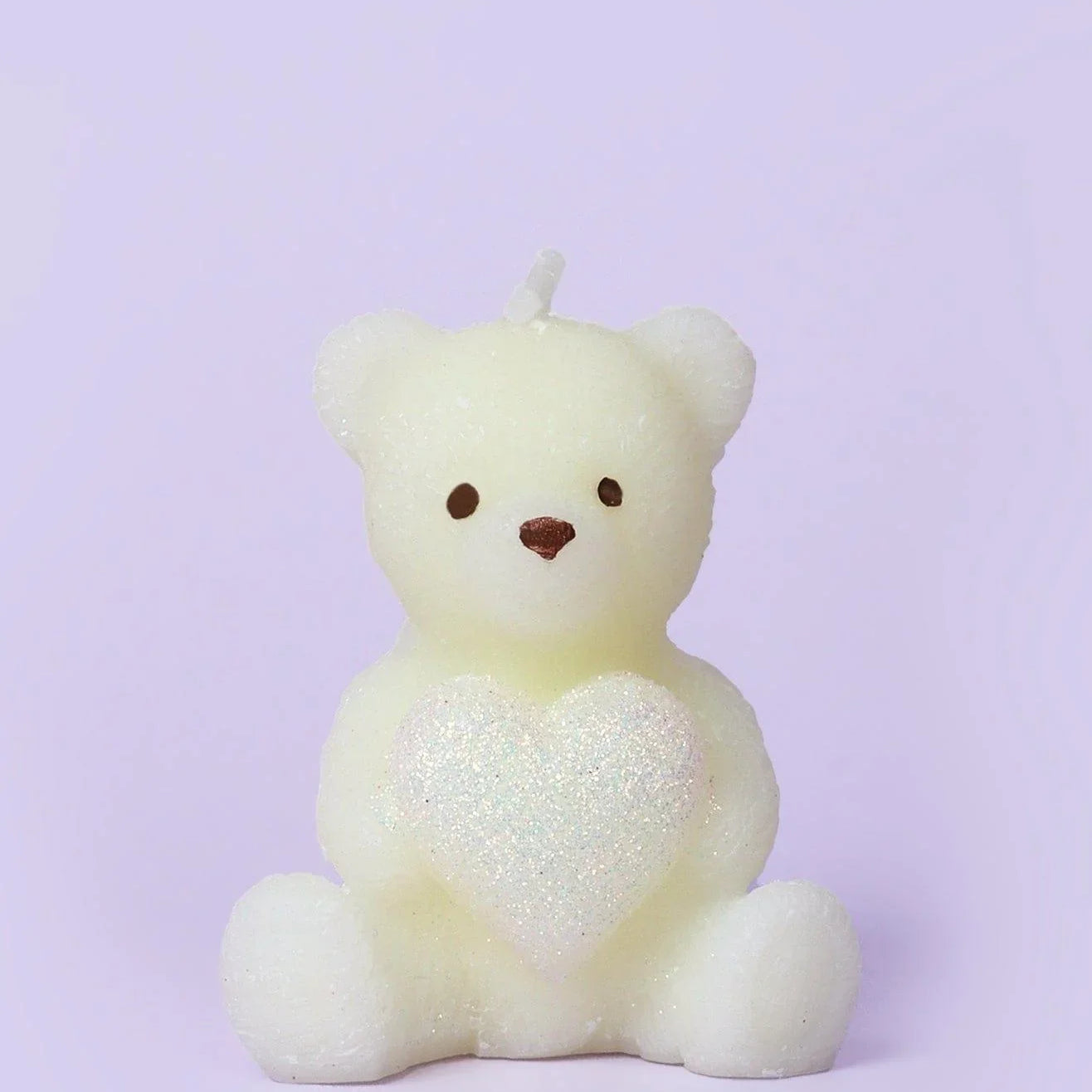 Adorable Soy Wax Teddy Bear with Shiny Heart Candles - G Decor