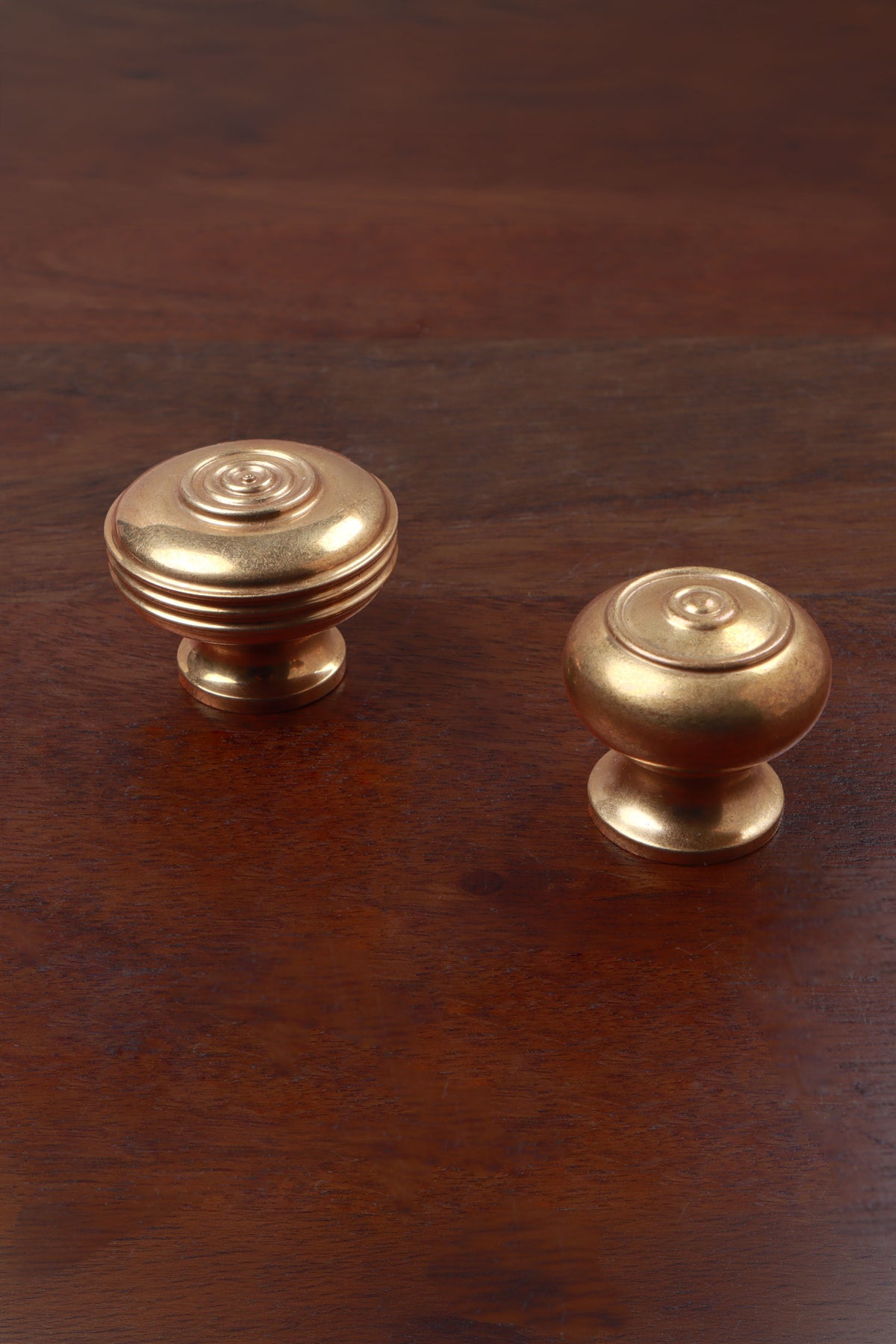 Aged brass Bloxwich cabinet knobs, 38mm reeded and 32mm