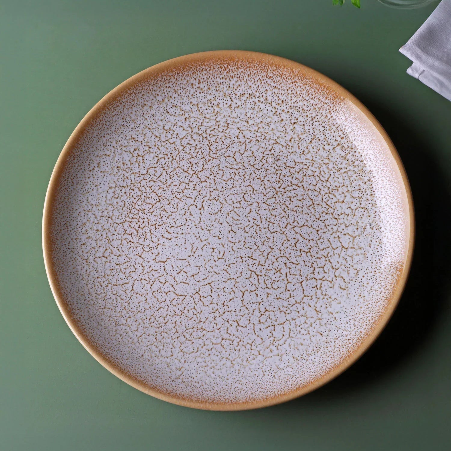 Amber Dawn Ceramic Tableware with Crackle Finish Contemporary Dinner Plates, Side Plates & Bowls in Warm Amber Tones - G Decor