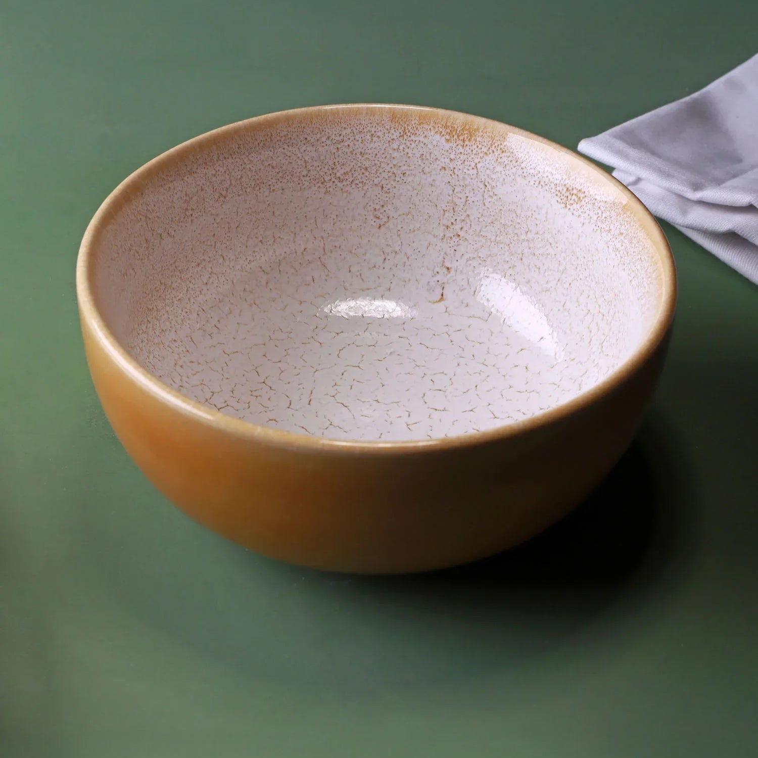 Amber Dawn Ceramic Tableware with Crackle Finish Contemporary Dinner Plates, Side Plates & Bowls in Warm Amber Tones - G Decor