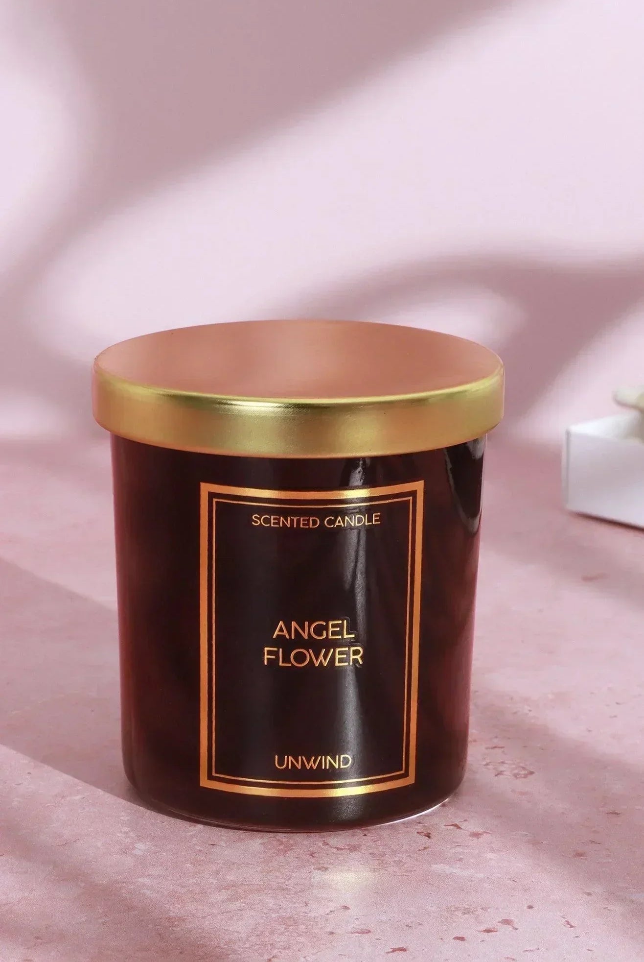 Angel Flower Hand-Poured Soy Wax Scented Candle Jasmine, Heliotrope & Musk in Black Glass Jar - G Decor