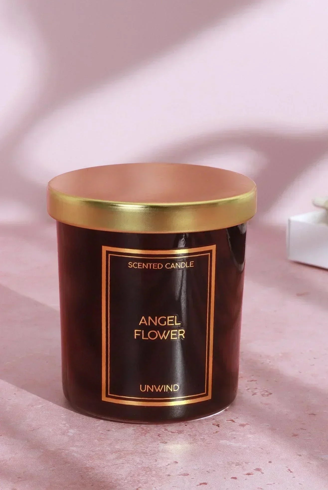 Angel Flower Hand-Poured Soy Wax Scented Candle Jasmine, Heliotrope & Musk in Black Glass Jar - G Decor