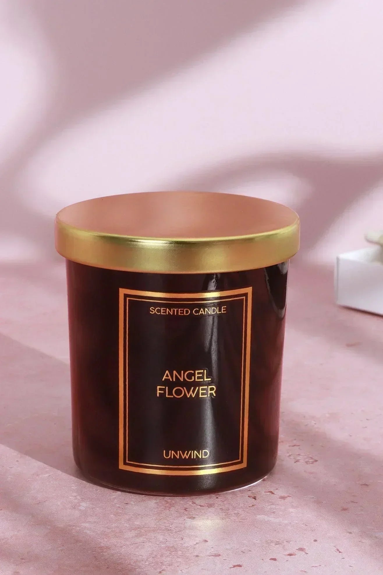 Angel Flower Hand-Poured Soy Wax Scented Candle Jasmine, Heliotrope & Musk in Black Glass Jar - G Decor