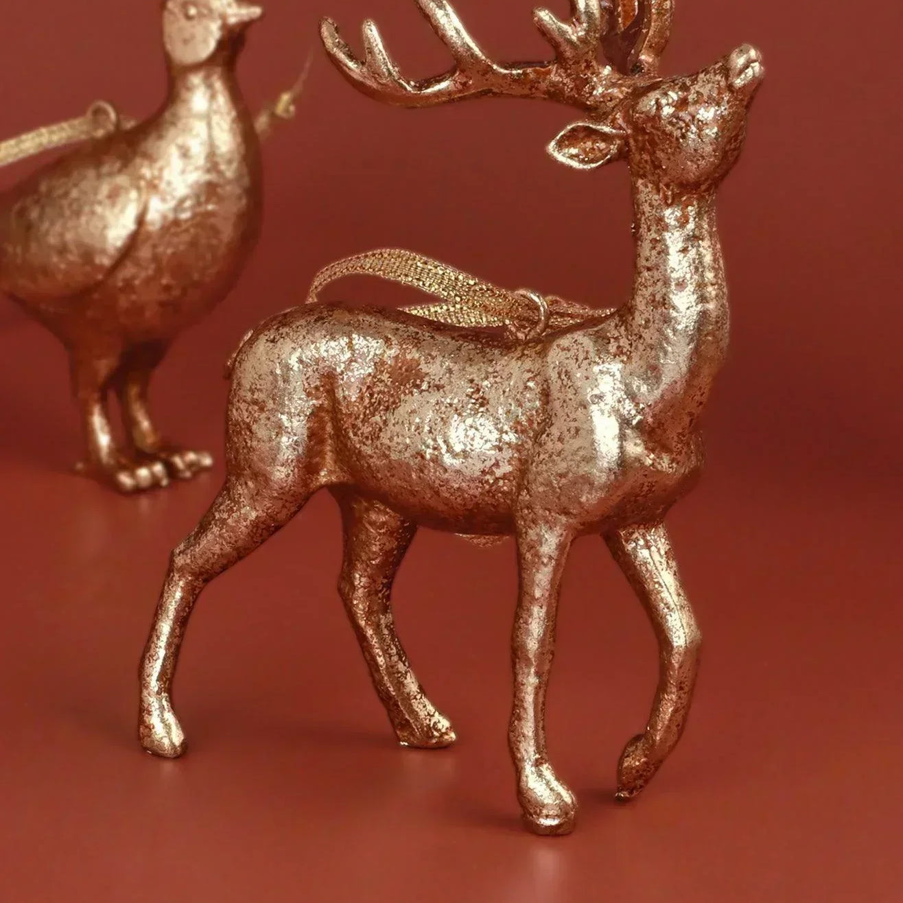 Antique Gold Forest Animal Hanging Ornaments Winter Creatures Christmas Decorations - G Decor