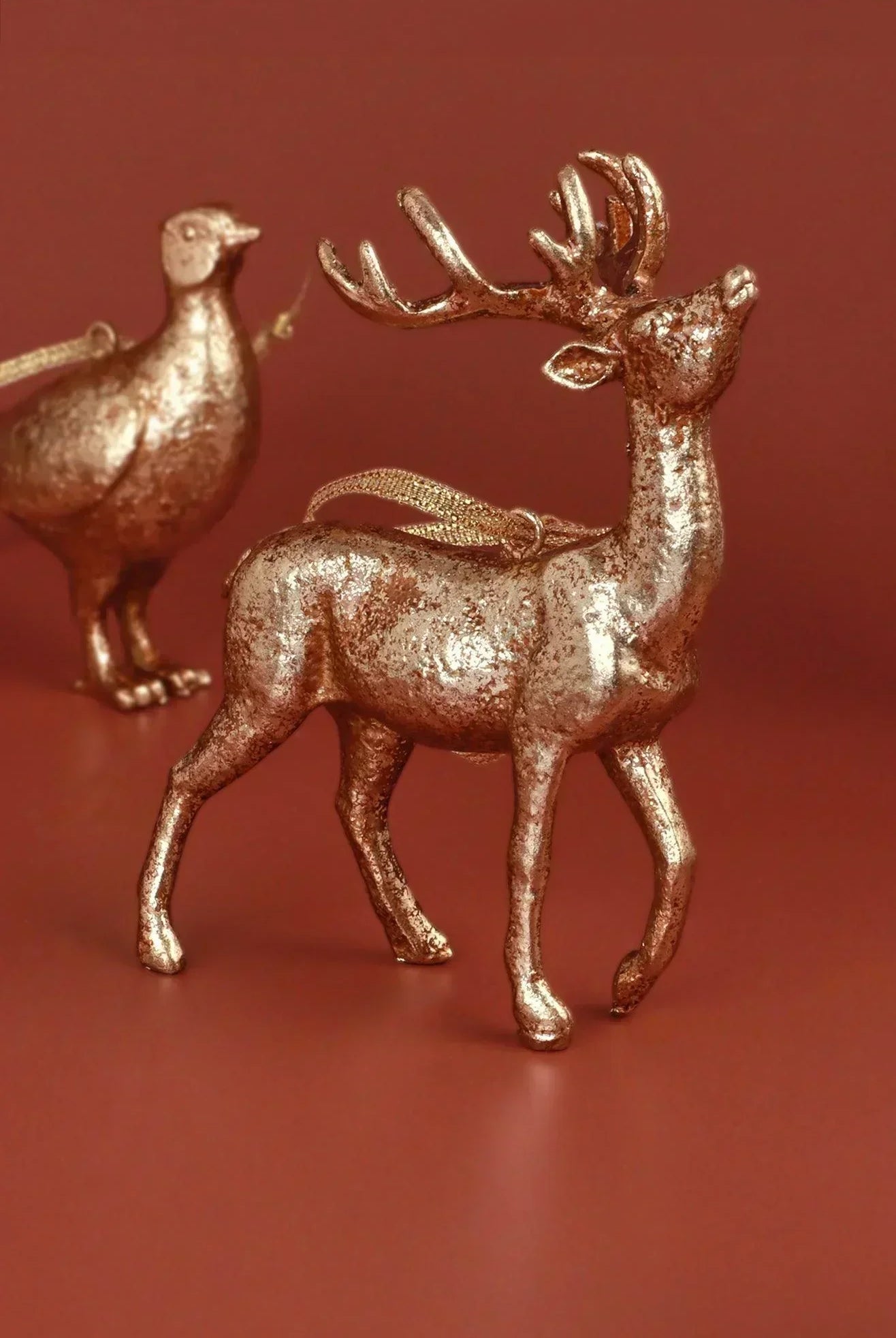 Antique Gold Forest Animal Hanging Ornaments Winter Creatures Christmas Decorations - G Decor