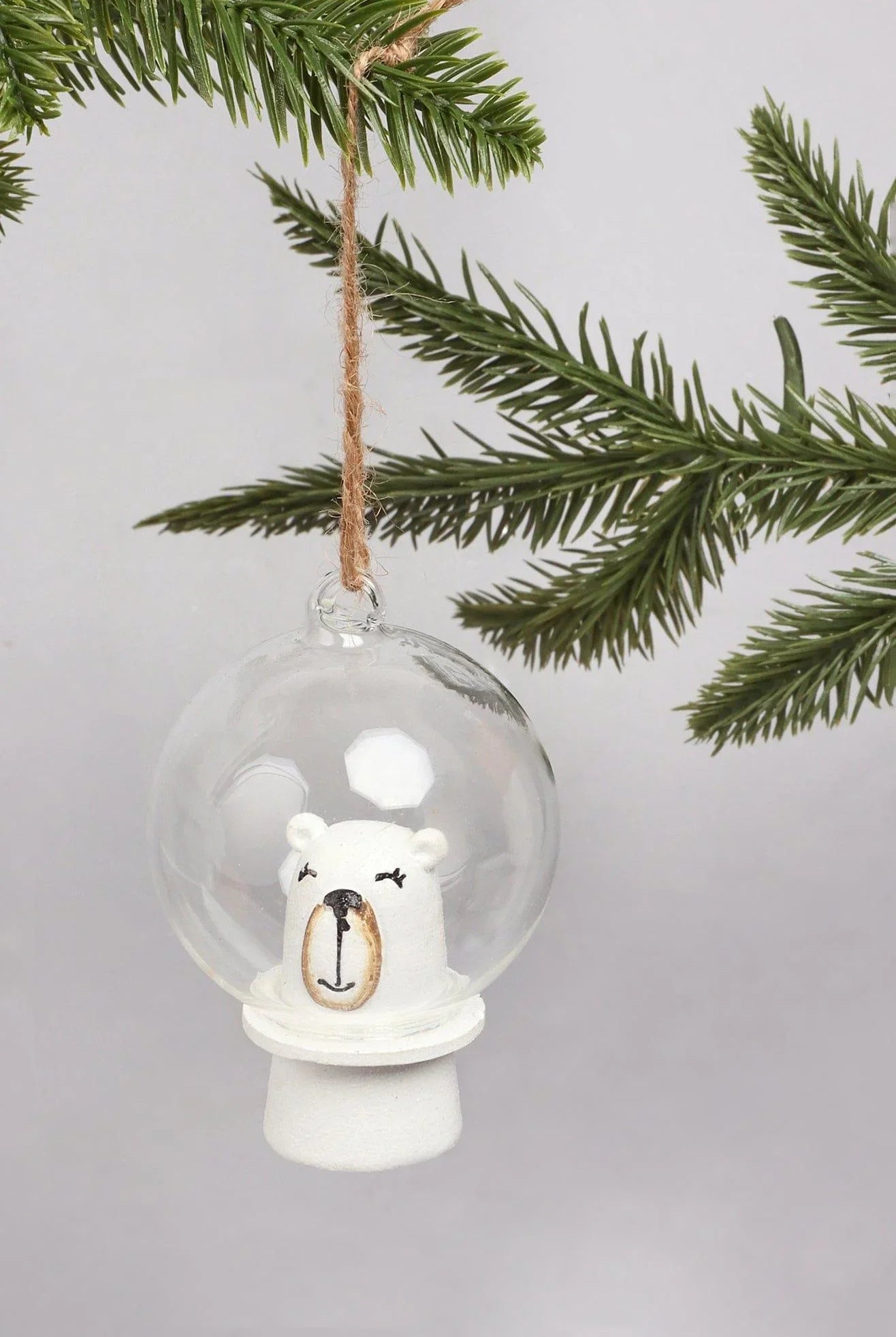 Astronaut Polar Bear with Glass Bubble Hand-Painted Christmas Bauble Ornament Fun Tree Hanging Decoration - G Decor