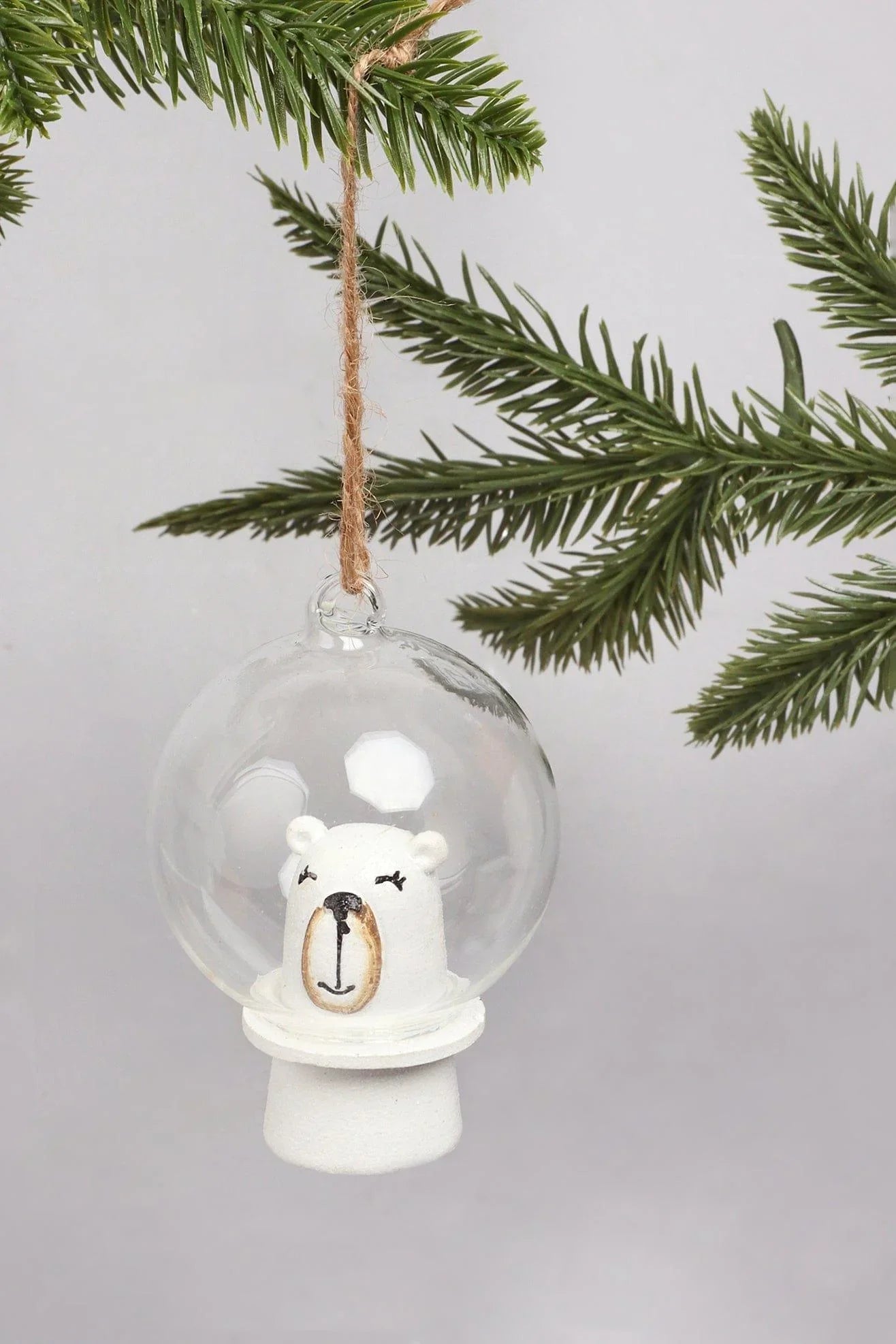 Astronaut Polar Bear Hand-Painted Glass Bubble Christmas Bauble — G Decor