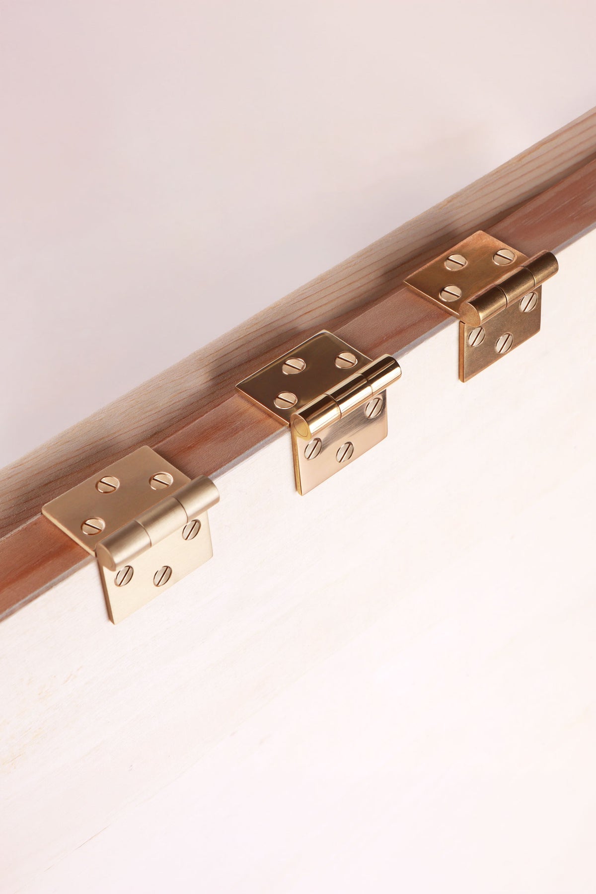 Backflap hinge in polished, aged and satin brass