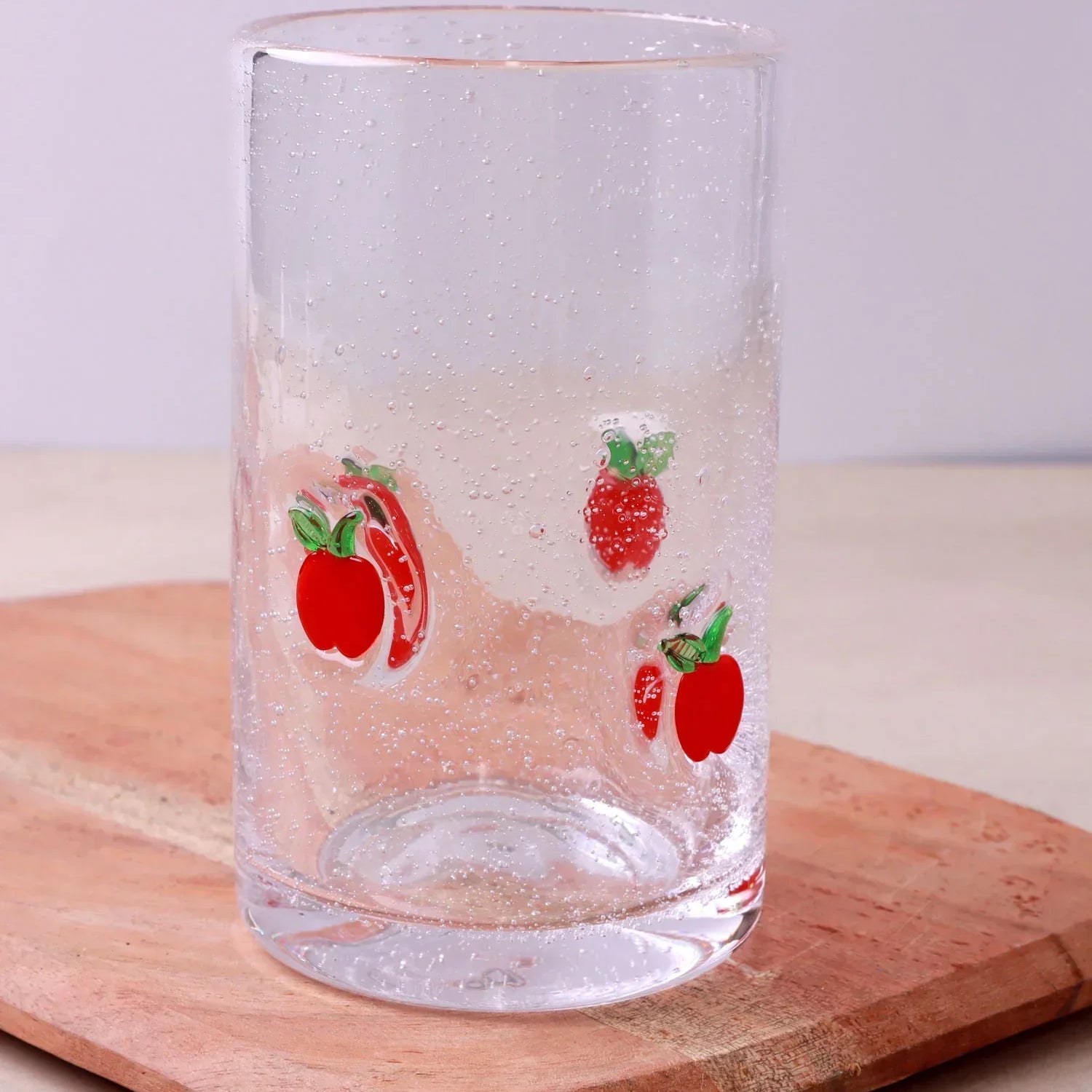 Berry & Bow Bubble Glasses Handcrafted & Handmade Bubble-Textured Fruit & Ribbon Bow Drinkware - G Decor