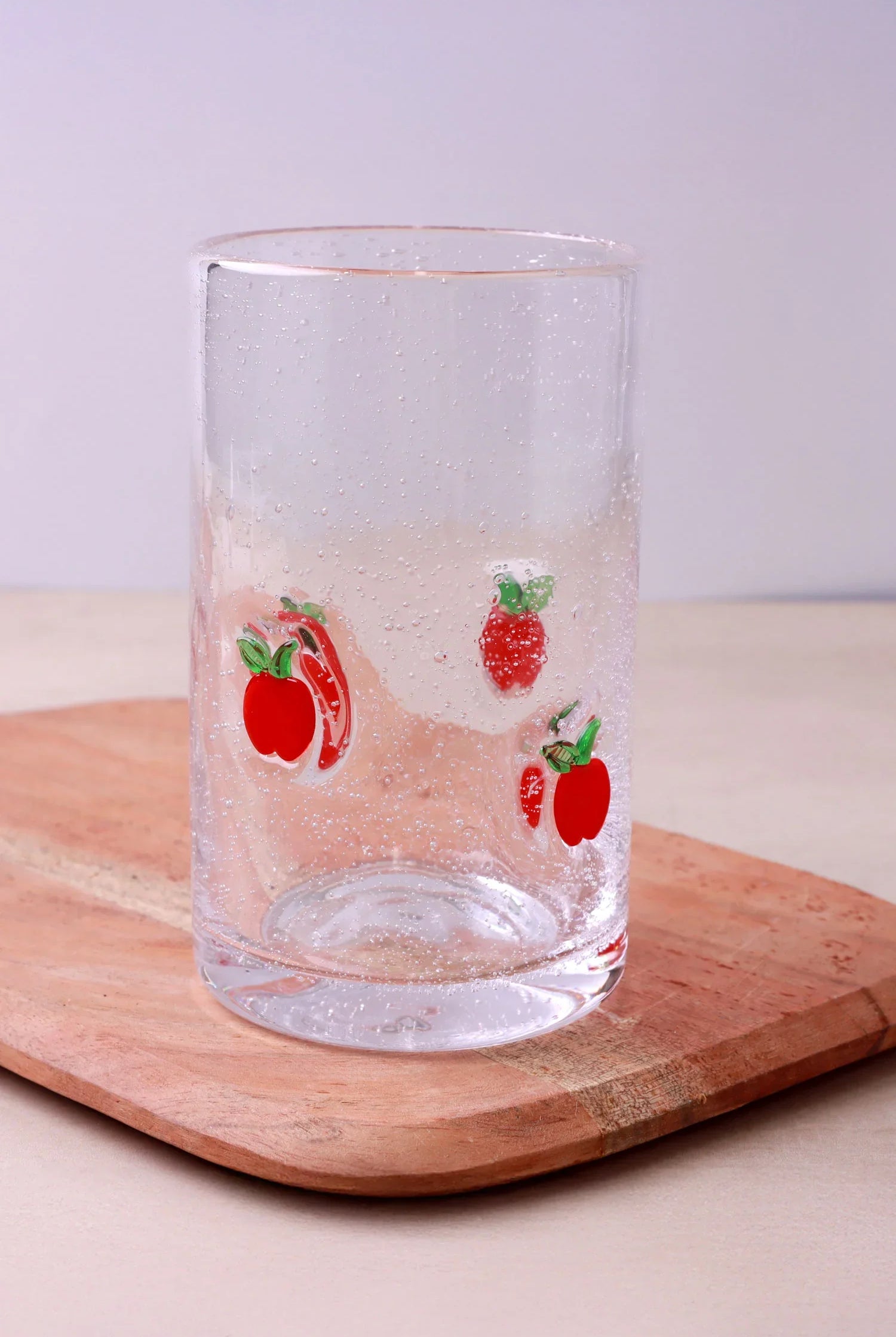 Berry & Bow Bubble Glasses Handcrafted & Handmade Bubble-Textured Fruit & Ribbon Bow Drinkware - G Decor