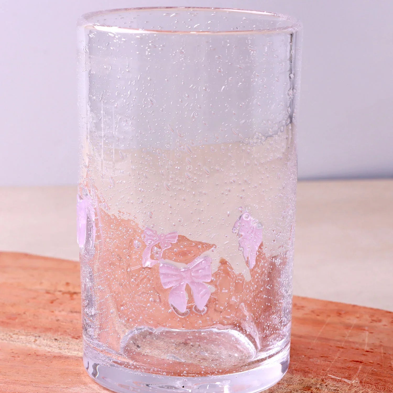 Berry & Bow Bubble Glasses Handcrafted & Handmade Bubble-Textured Fruit & Ribbon Bow Drinkware - G Decor