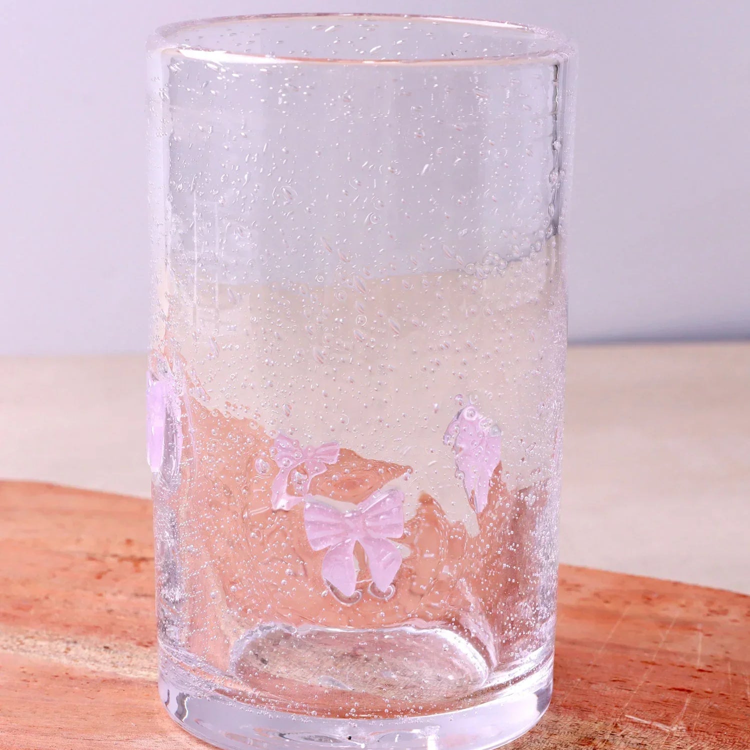 Berry & Bow Bubble Glasses Handcrafted & Handmade Bubble-Textured Fruit & Ribbon Bow Drinkware - G Decor