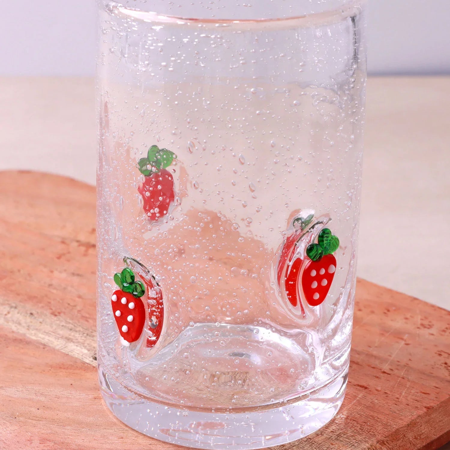 Berry & Bow Bubble Glasses Handcrafted & Handmade Bubble-Textured Fruit & Ribbon Bow Drinkware - G Decor