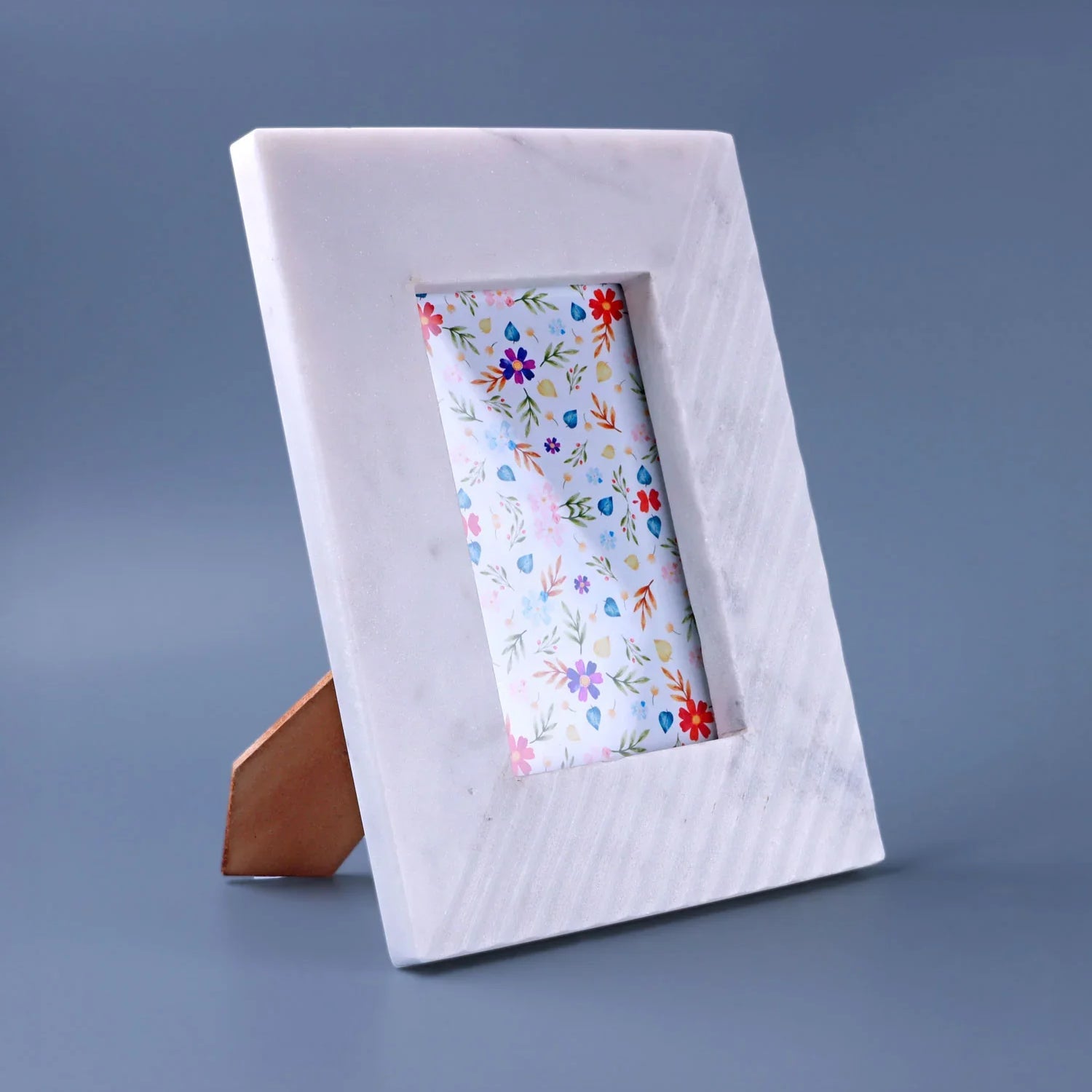 Bianca Romana Handcrafted Marble Photo Frame Diagonal Carved Texture Picture Display - G Decor