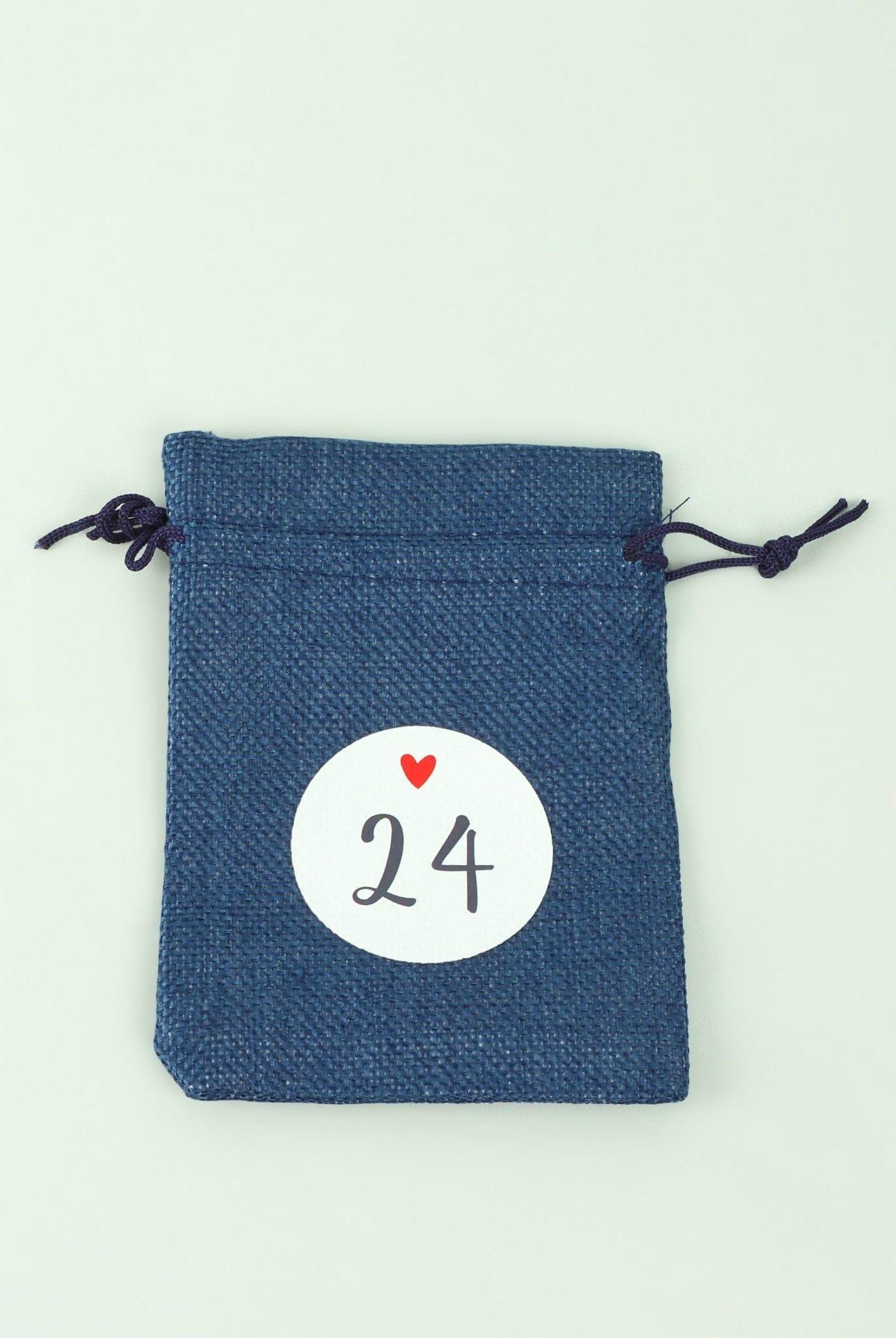 Blue and Grey Cloth Reusable Advent Calendar Bags - G Decor