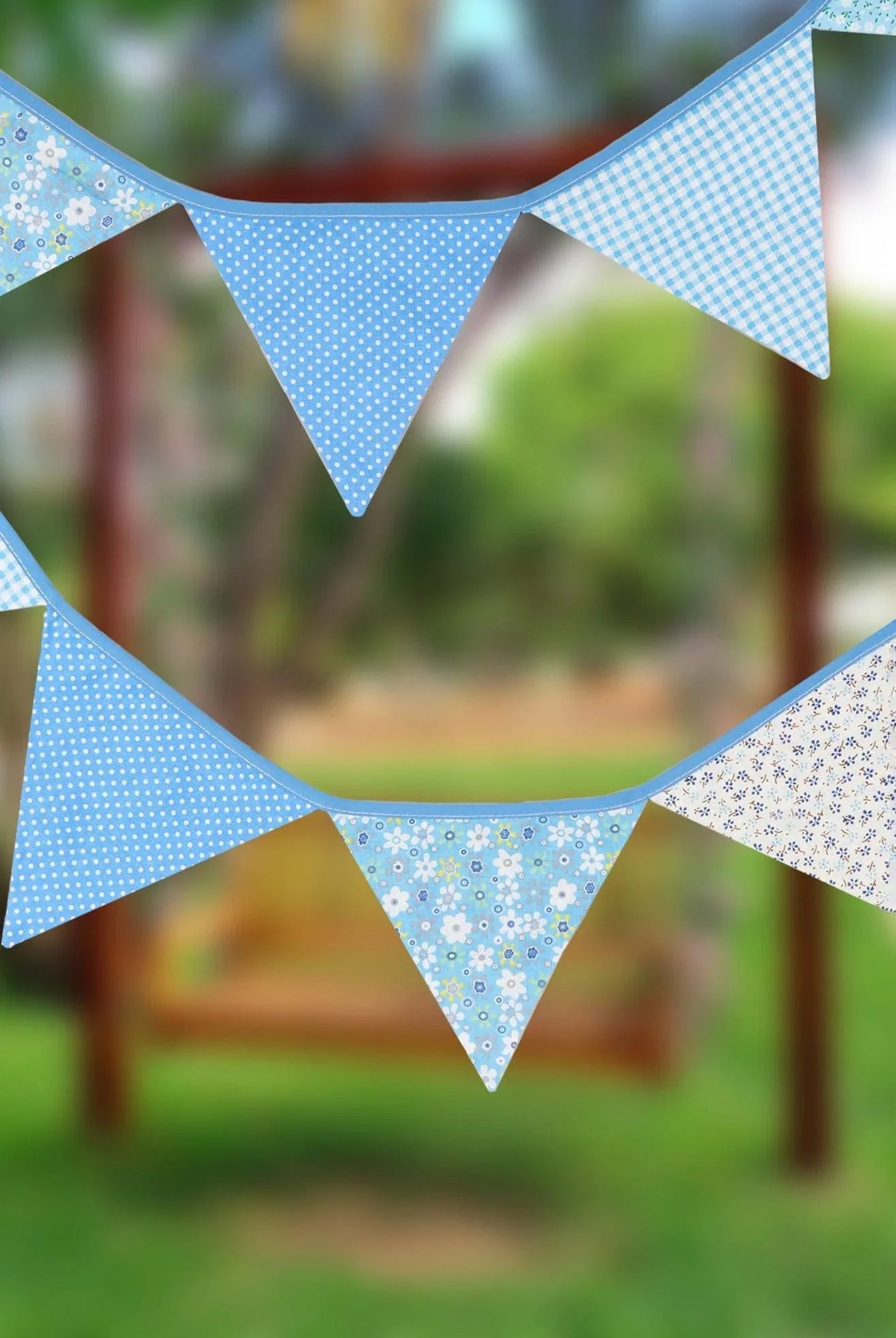 blue-and-white-patterned-cloth-bunting-g-decor-50726 - G Decor
