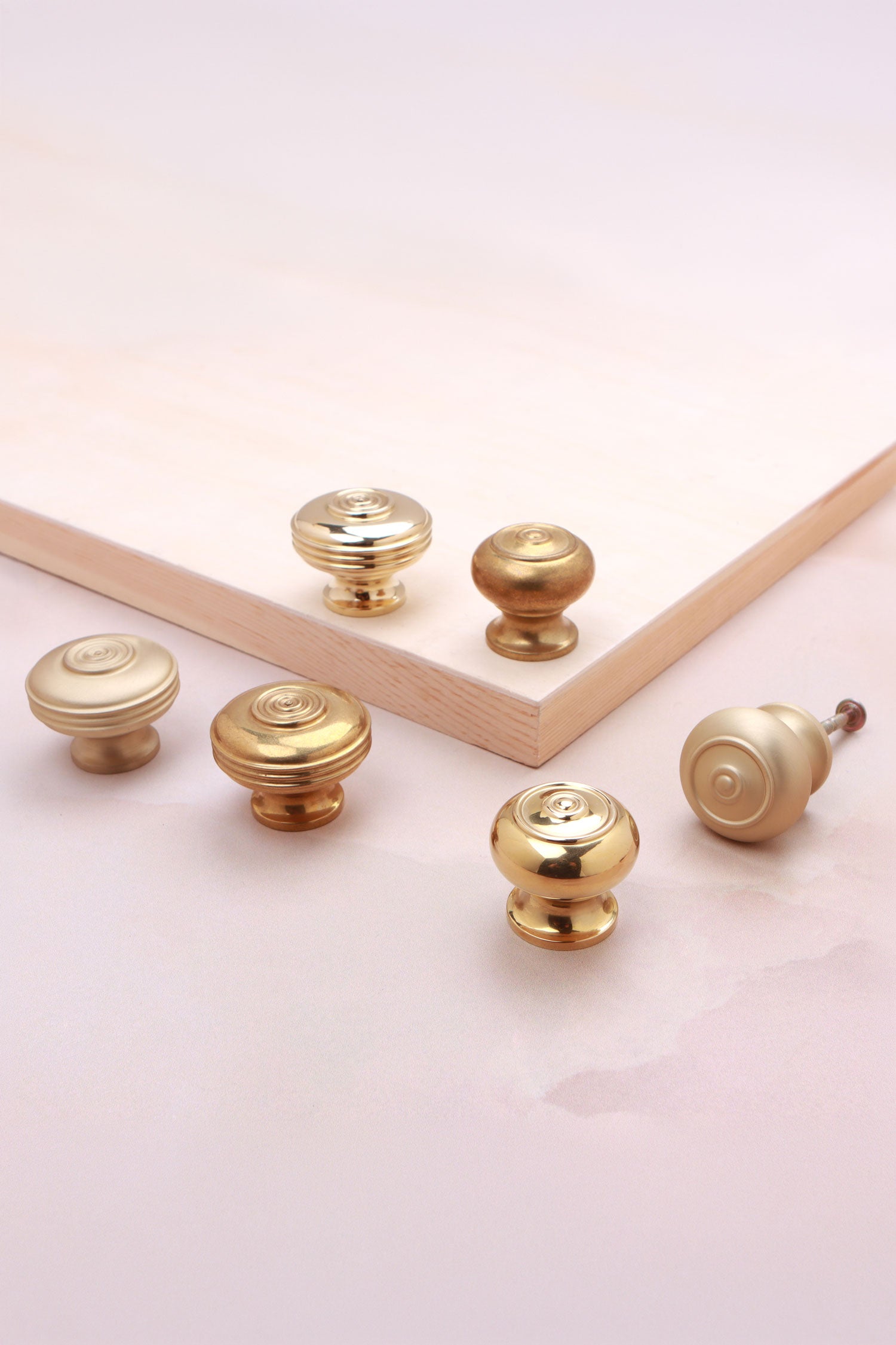 Bloxwich cabinet knobs in polished, aged and satin brass, 32mm and 38mm