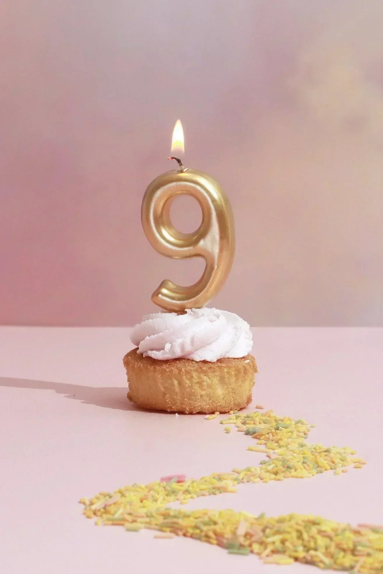 Brass Gold Number Birthday Cake Candles 0 to 9 — alternate view, G Decor