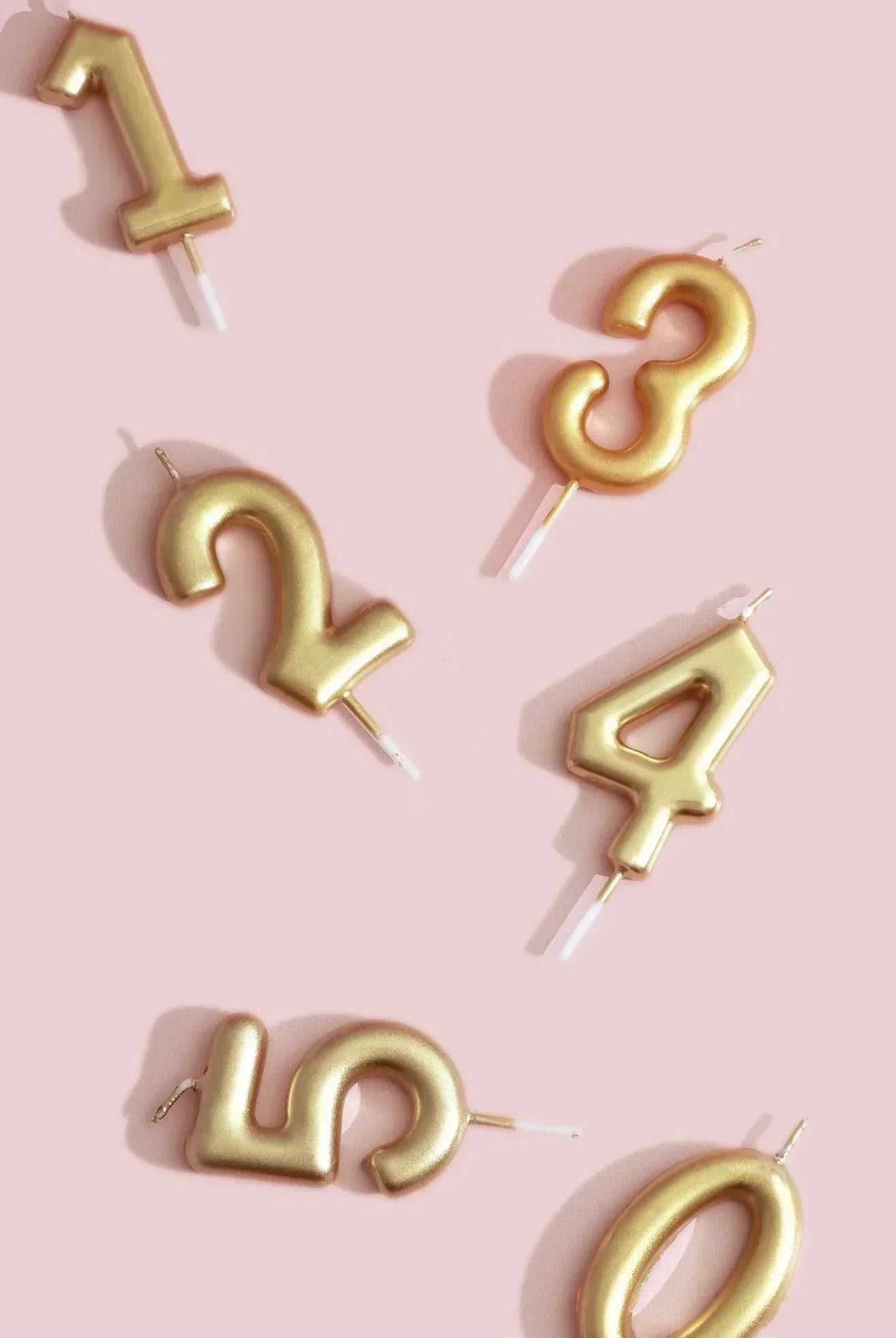 Brass Gold Number Birthday Candles Metallic Cake Topper from 0 to 9 - G Decor