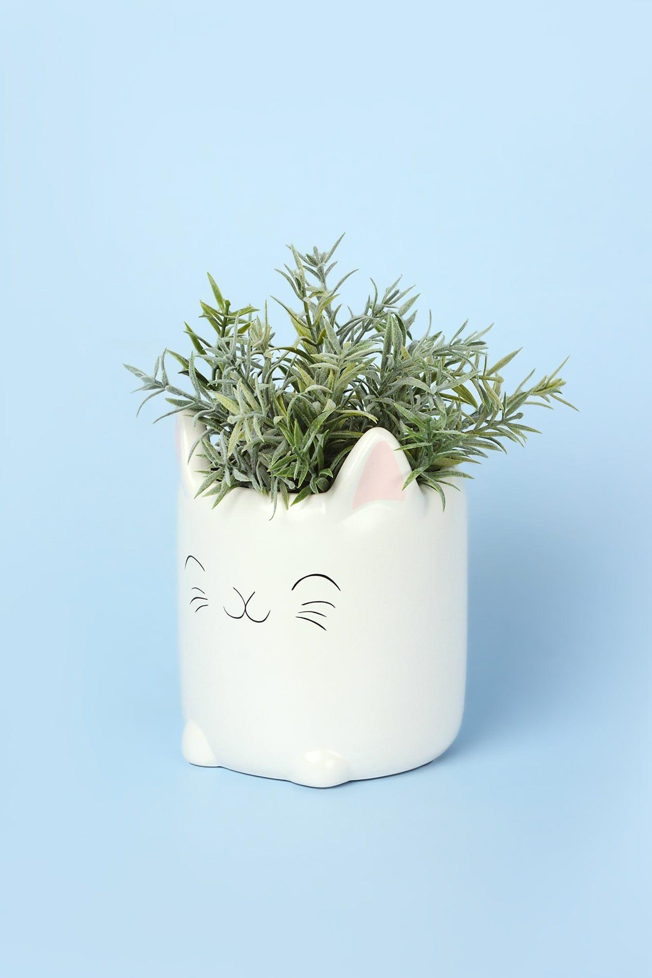 G Decor planters and vases white Cat Ceramic Vase