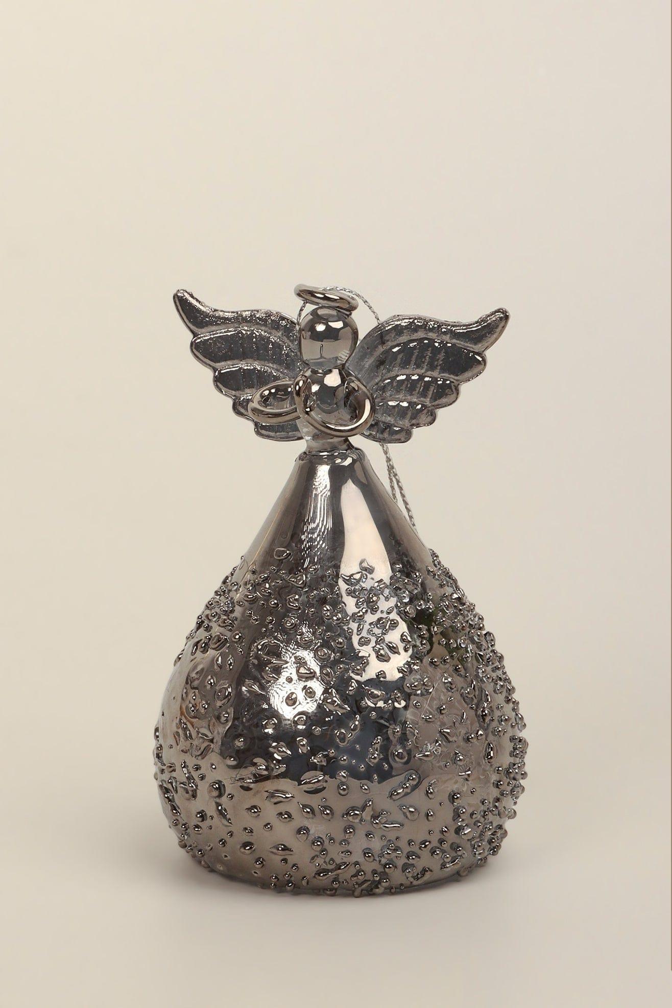 Celestia Glass Light-Up Angel Ornament Golden Glow & Silver Sparkle Designs - G Decor