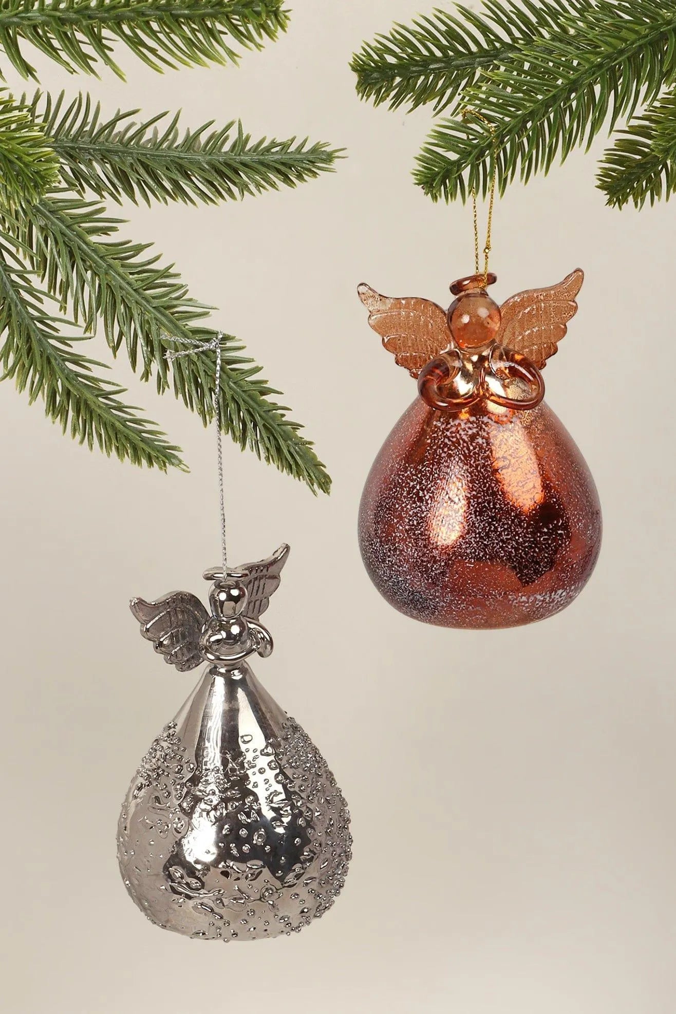 Celestia Glass Light-Up Angel Ornament in Golden Glow or Silver Sparkle — alternate view, G Decor
