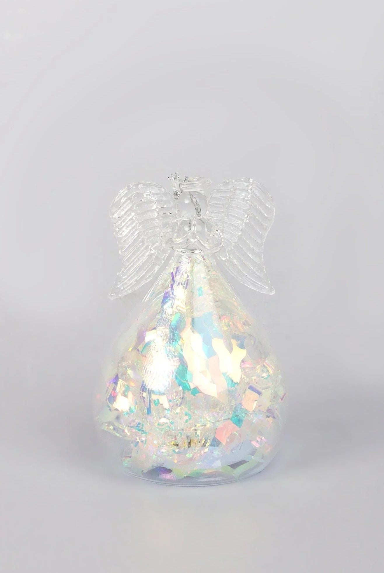 Celestia Glass Light-Up Angel Ornament Snowflake Frost & Frosted Pearl Designs - G Decor