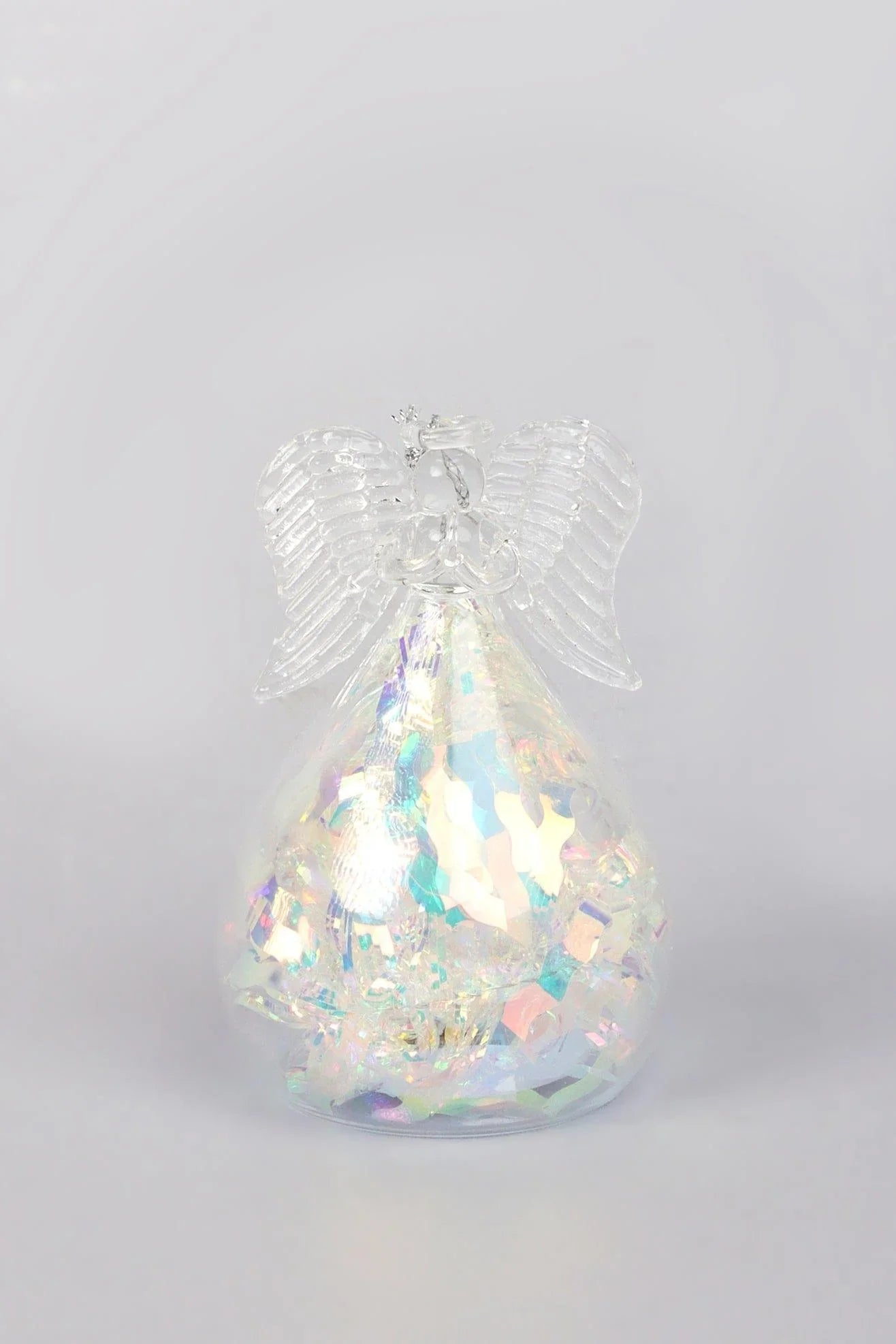 Celestia Glass Light-Up Angel Ornament in Snowflake Frost or Frosted Pearl — view 5, G Decor