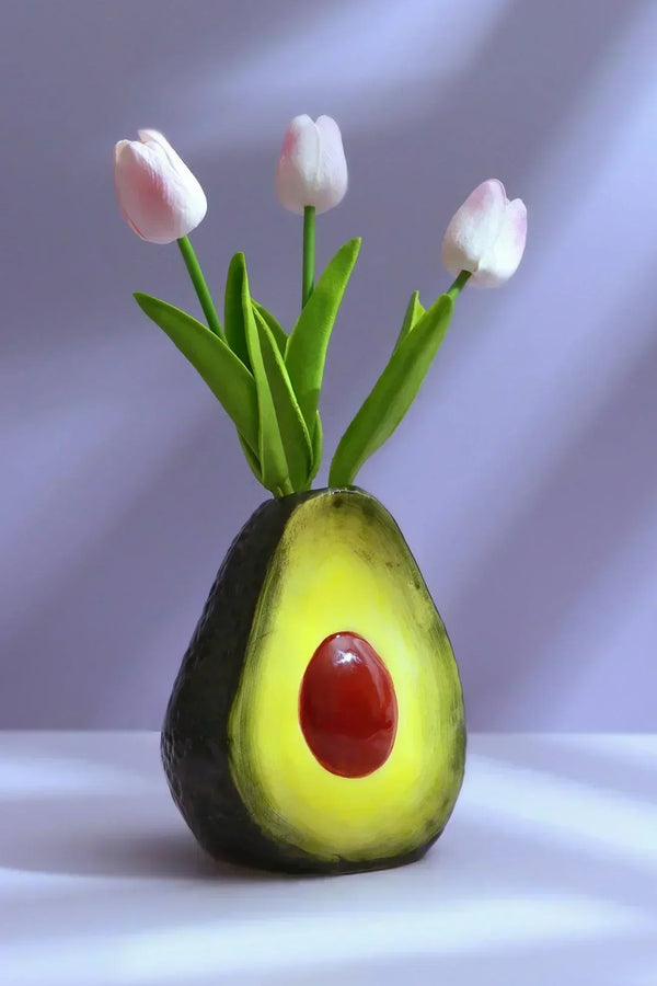 Hand-Painted Avocado Ceramic Vase