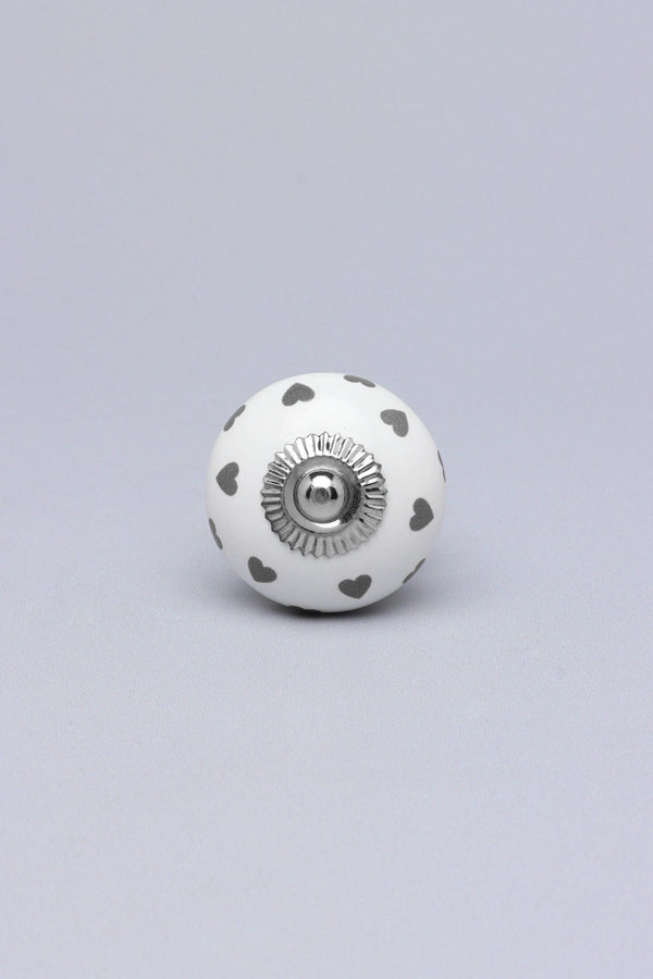 Charming Polka Heart Ceramic Cabinet Knob — Multipack