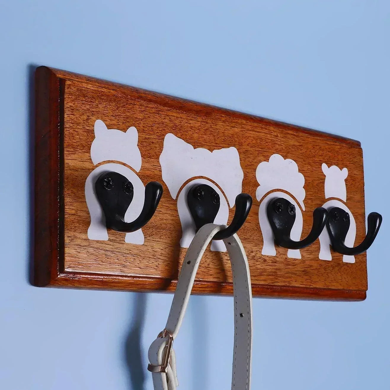 Cheeky Critters Large Wall Hook Rack Wooden Animal Bottoms Design - G Decor