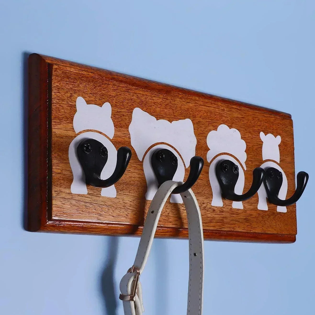 Cheeky Critters Large Wall Hook Rack Wooden Animal Bottoms Design - G Decor