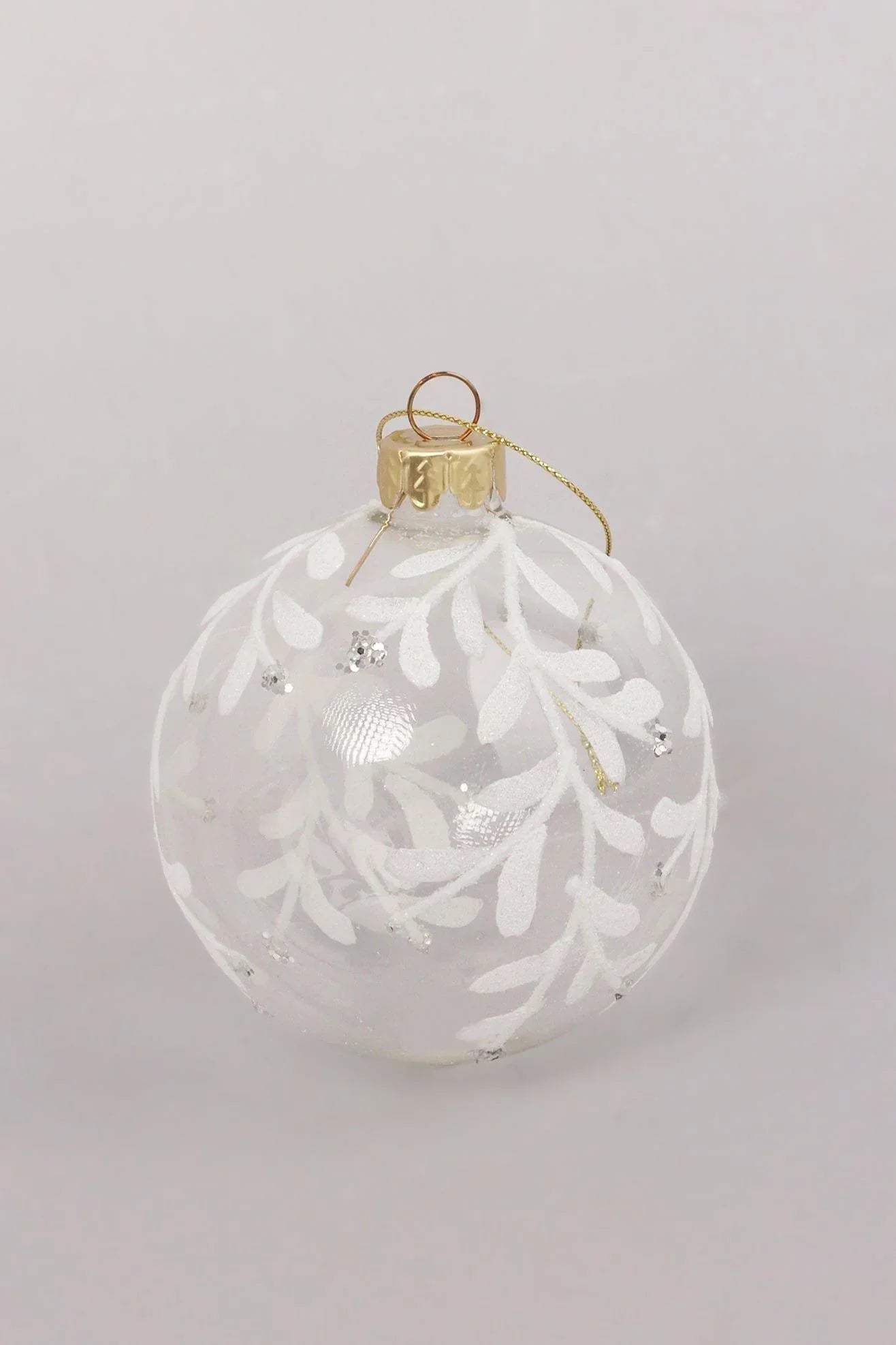 Clear Frosted Leaf Hand-Finished Glass Christmas Baubles — alternate view, G Decor