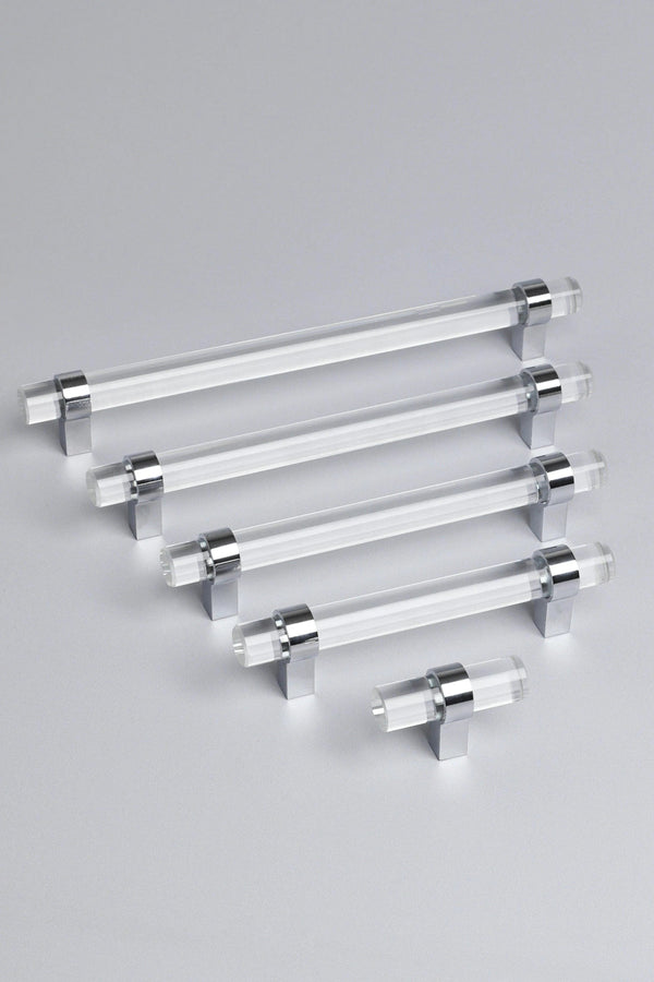 Prismé Clear Glass Cabinet Pull with Chrome Base — Multipack