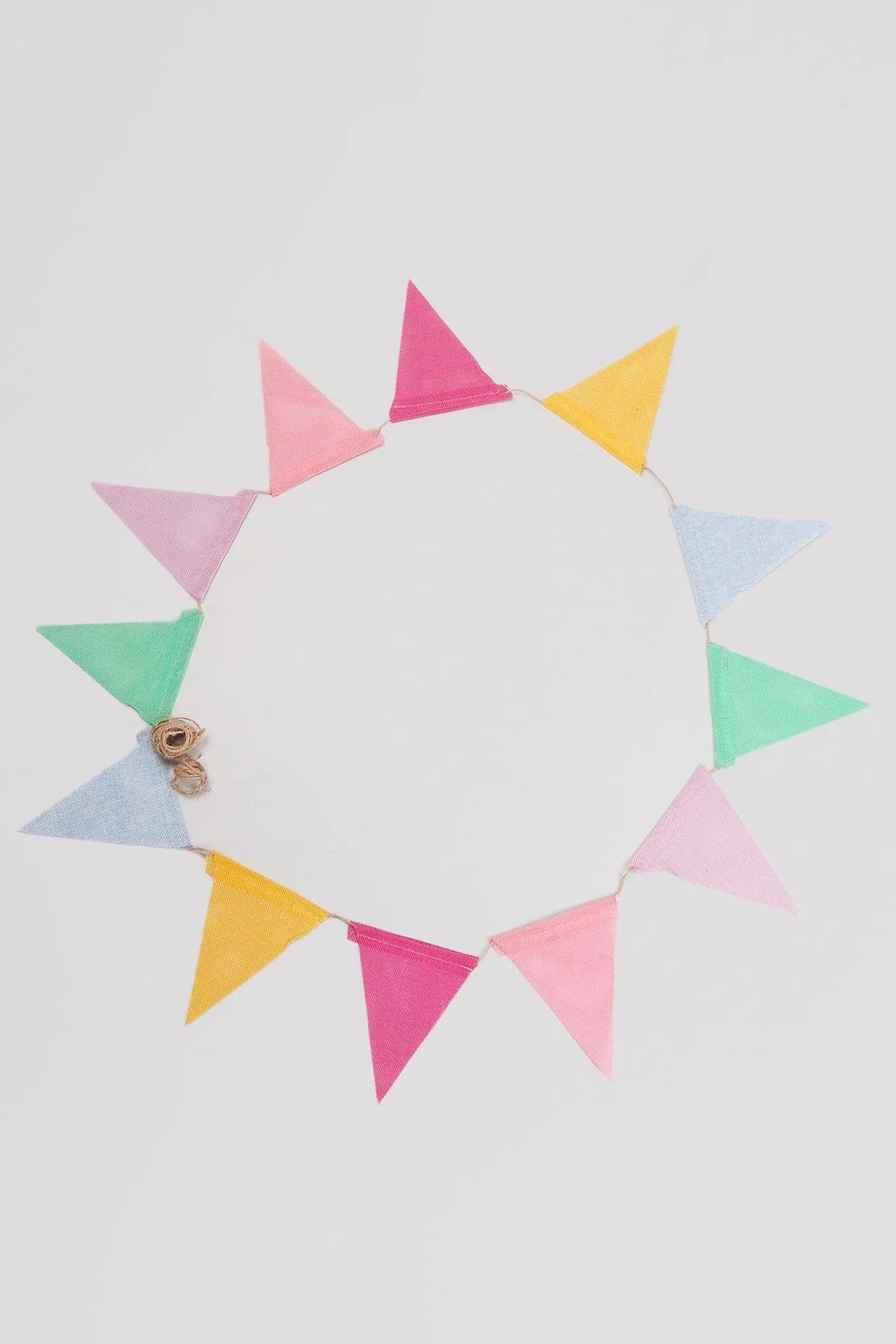 Colourful Rustic Hessian Bunting — lifestyle view, G Decor