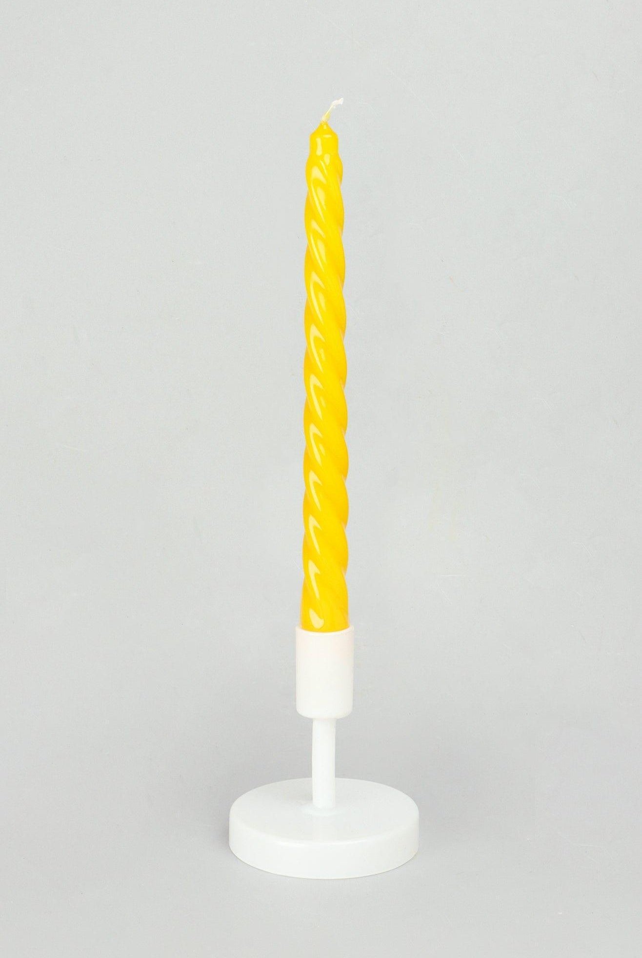 Coraline Solaira Set of 2, 10 or 20 Golden Yellow Twisted Dinner & Taper Candles - G Decor