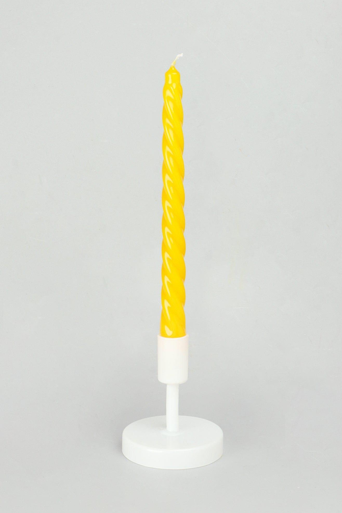 Coraline Solaira Set of 2, 10 or 20 Golden Yellow Twisted Dinner & Taper Candles - G Decor